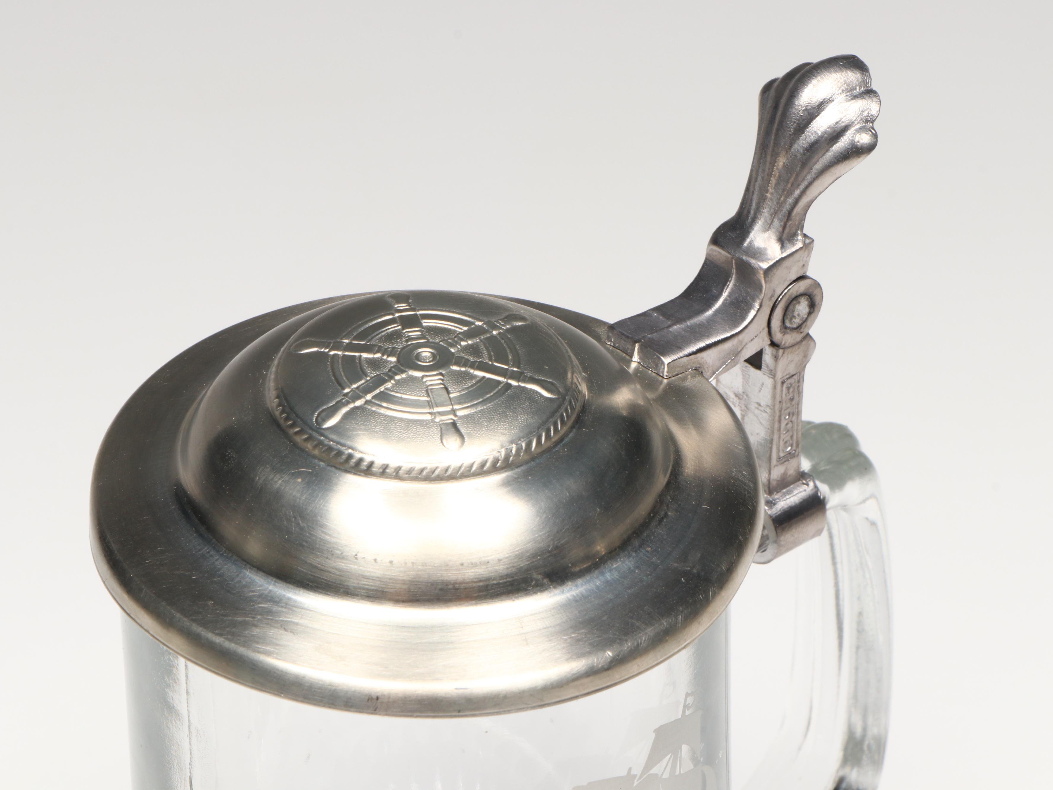 Ceramarte for Avon Fishing Stein with Set of Four Glass Steins