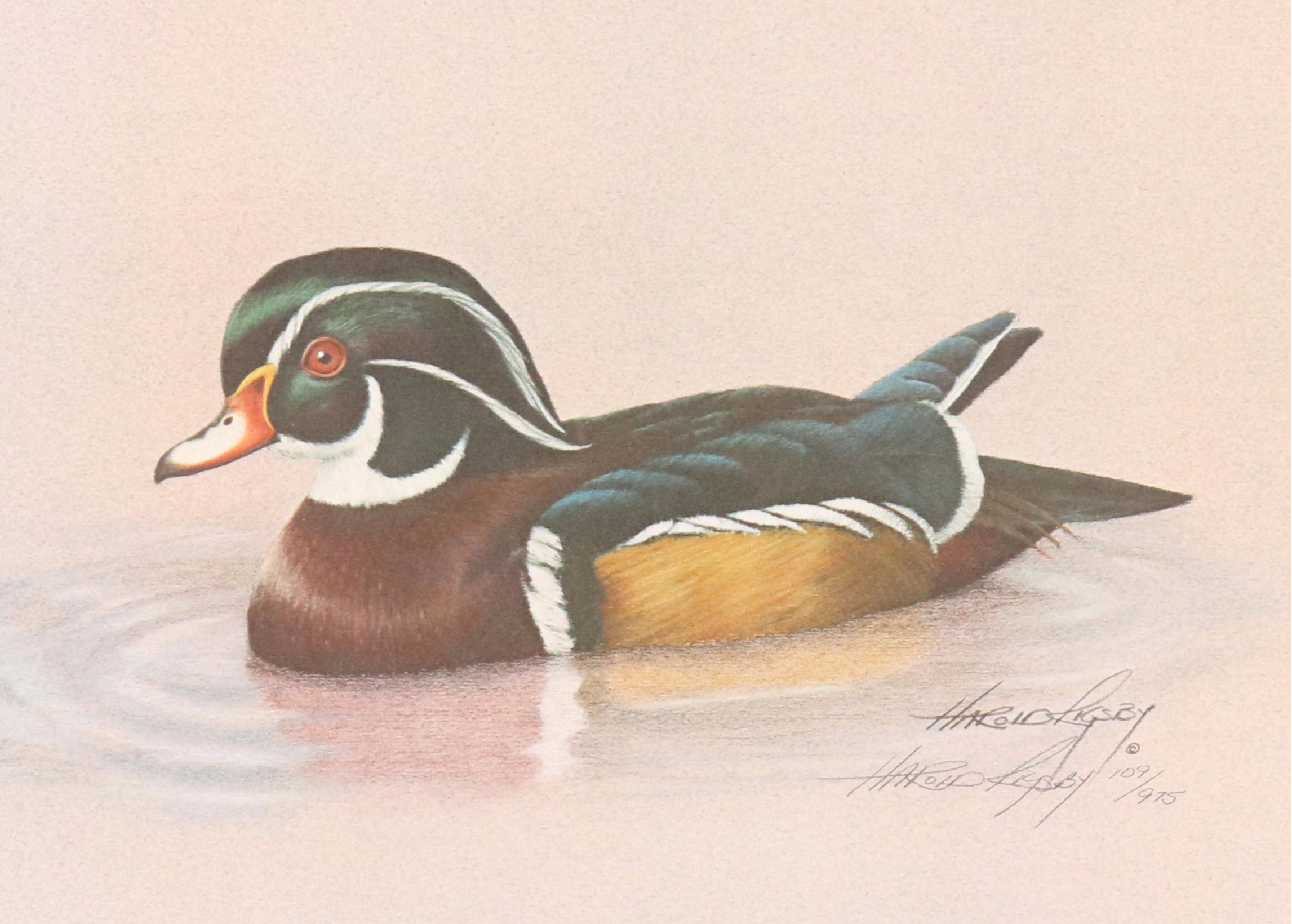 Harold Rigsby Offset Lithograph of Wood Duck