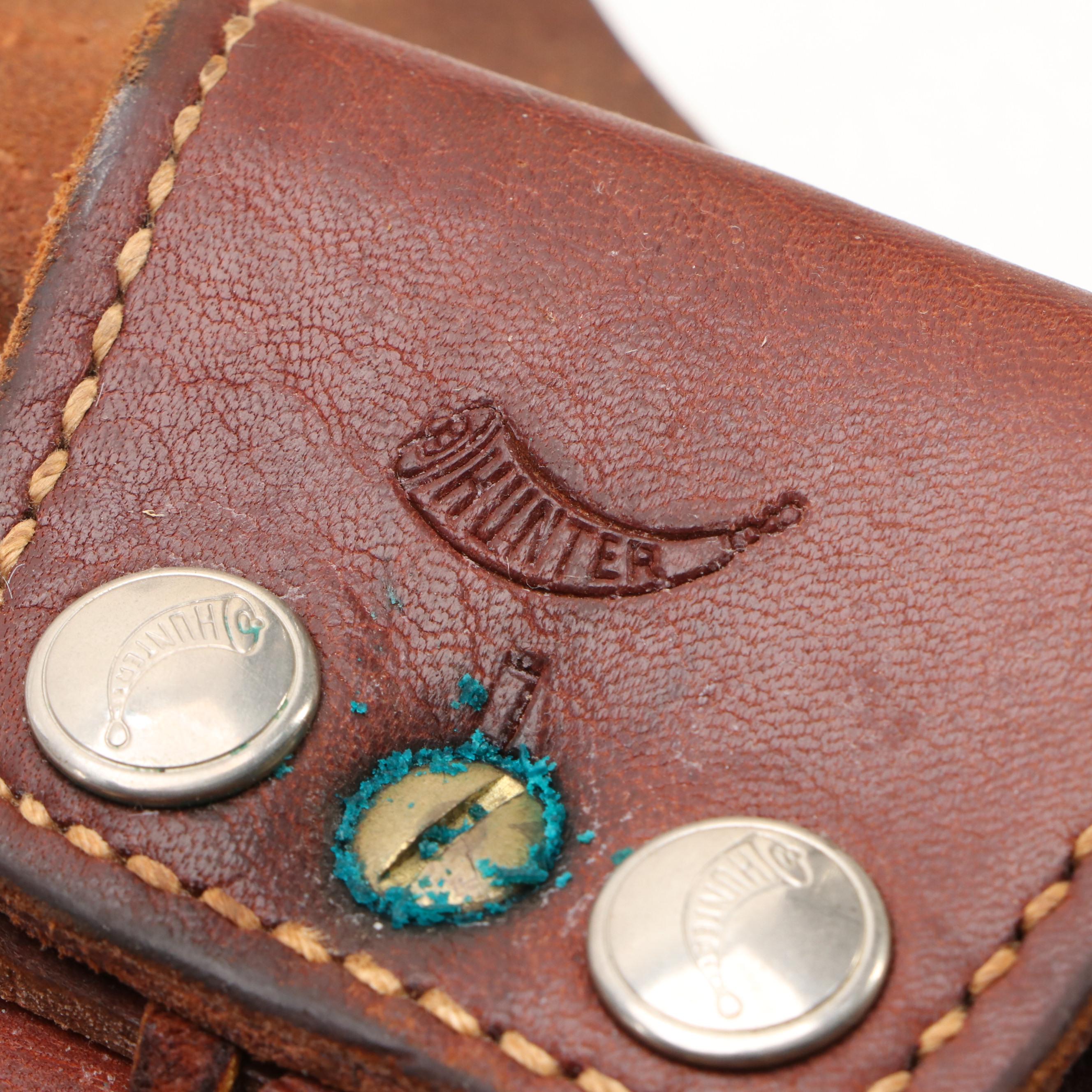 Cabelas, Don Hume, and Other Leather Handgun Holsters with Powder Horn