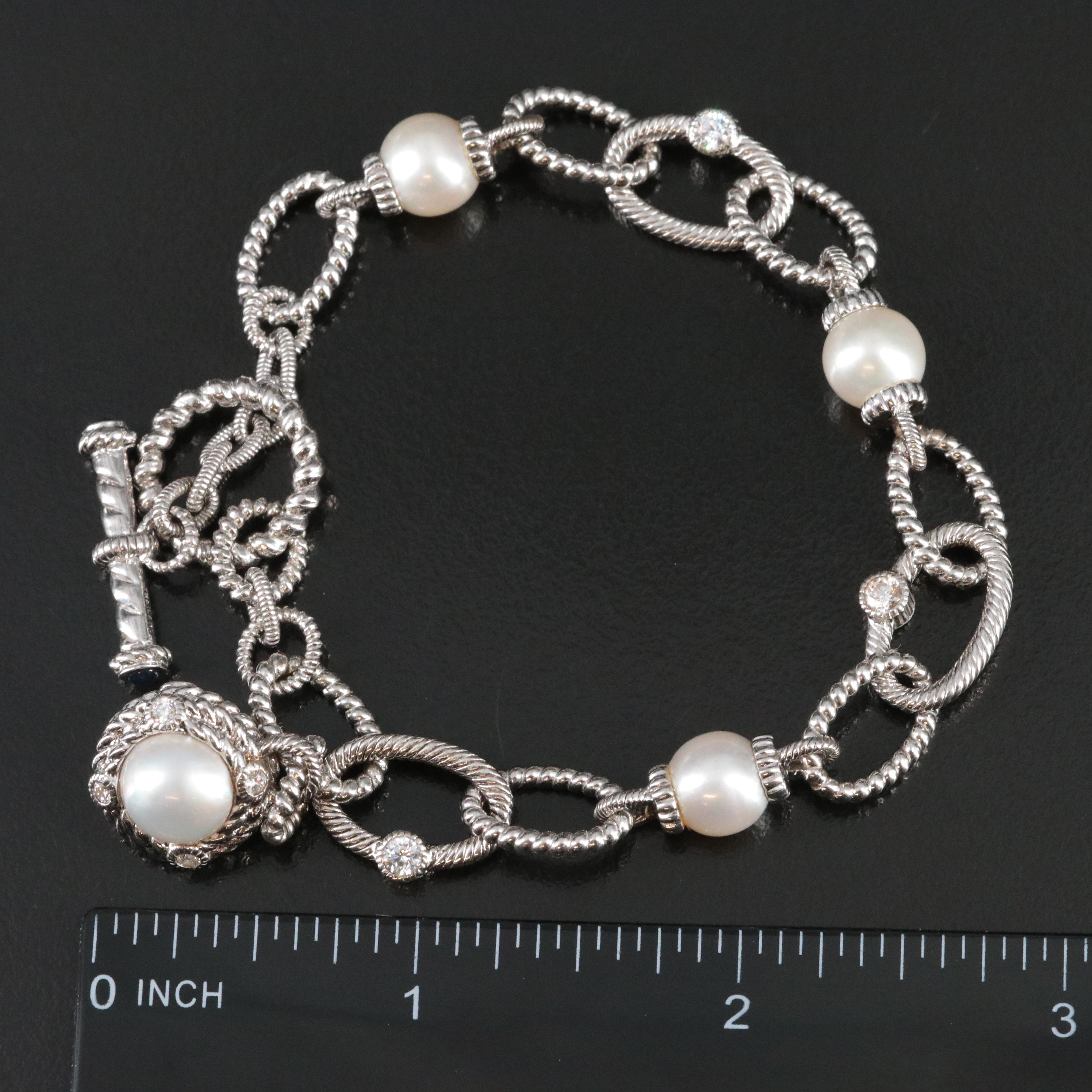 Judith Ripka Sterling Pearl and CZ Necklace and Bracelet Set