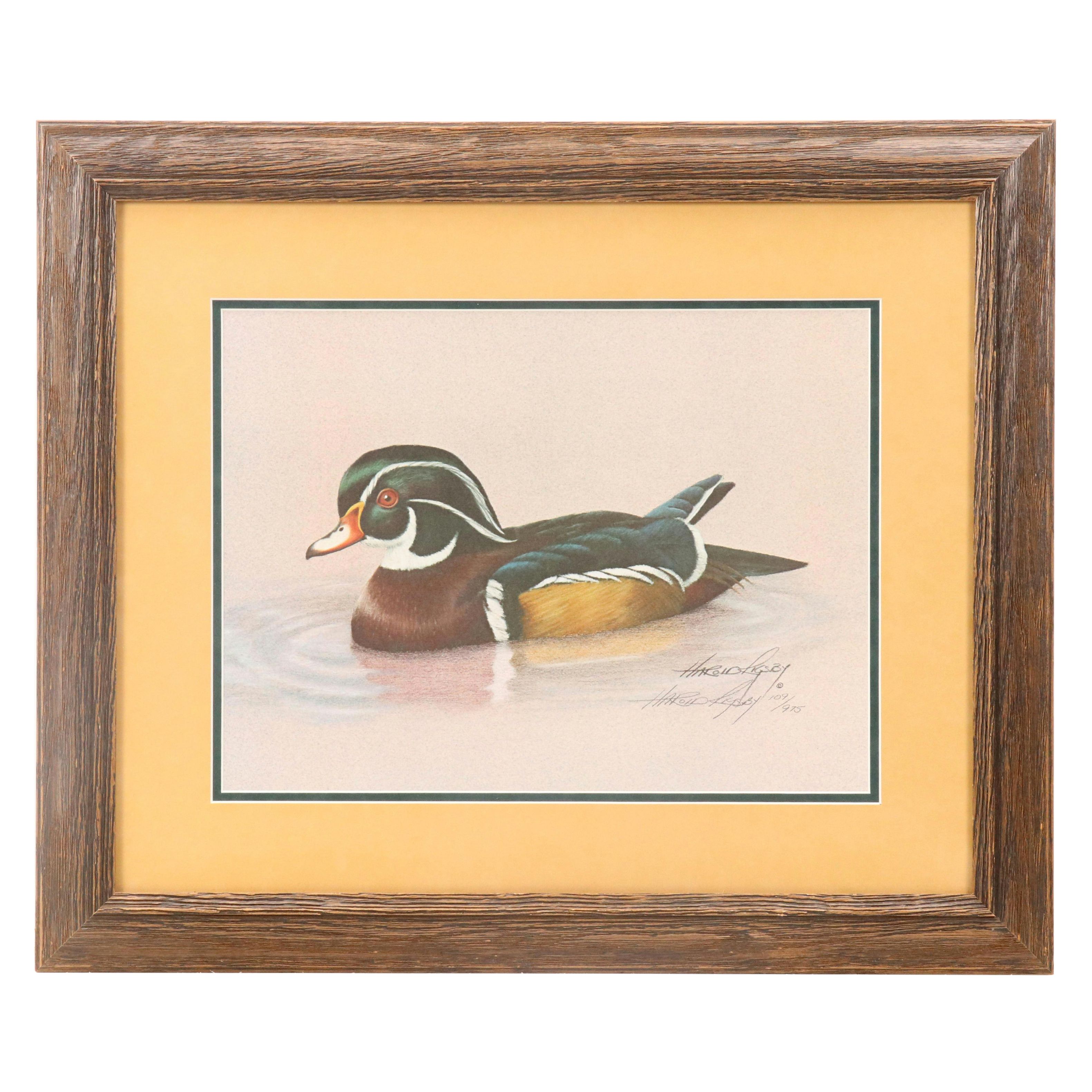 Harold Rigsby Offset Lithograph of Wood Duck