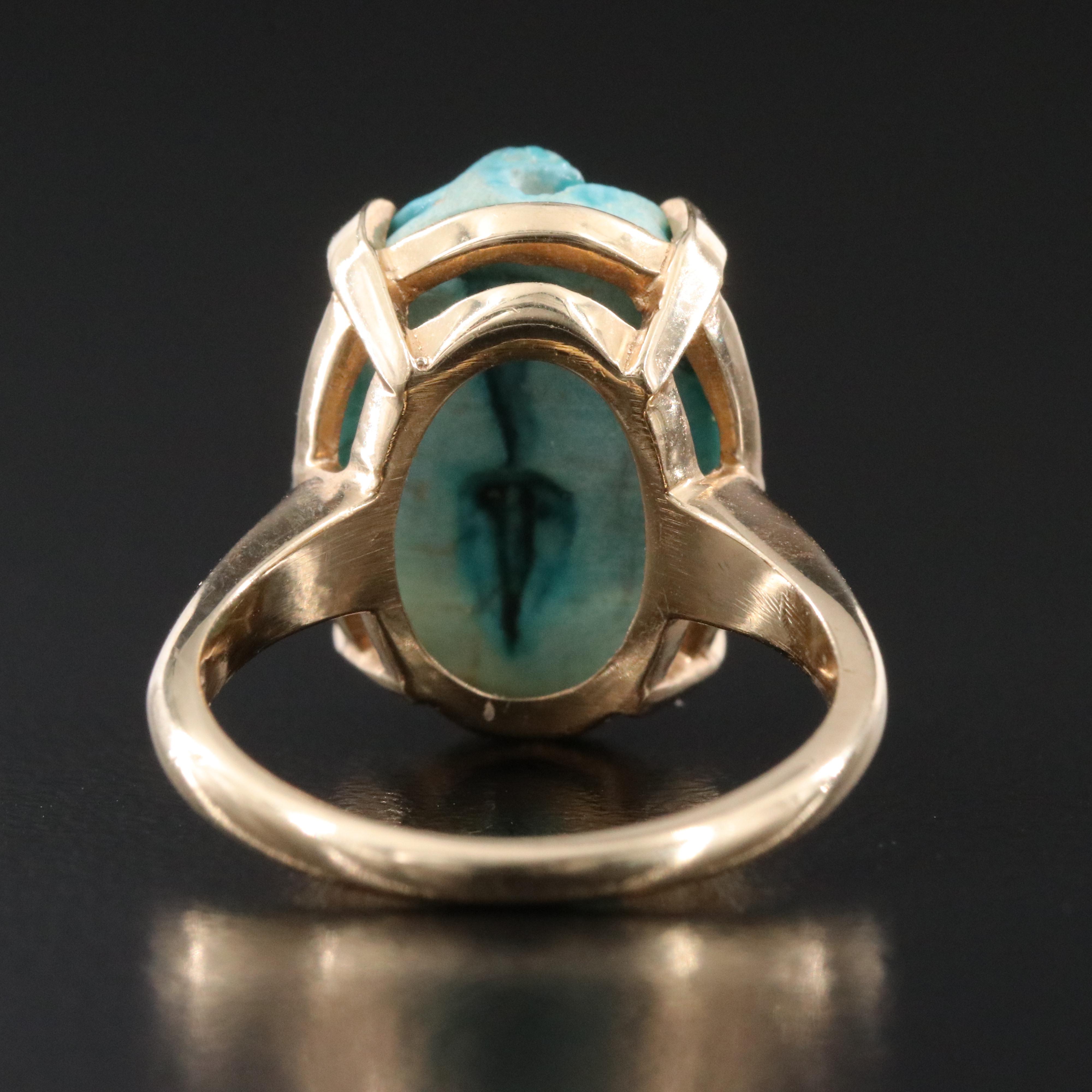 14K Faience Scarab Ring