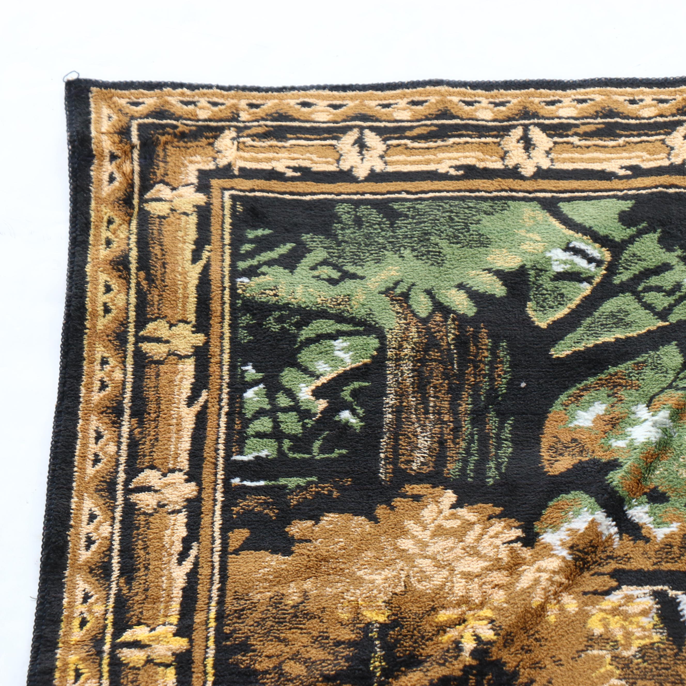 Italian Tufted Black Bear and Cubs Forest Scenery Wall Panel