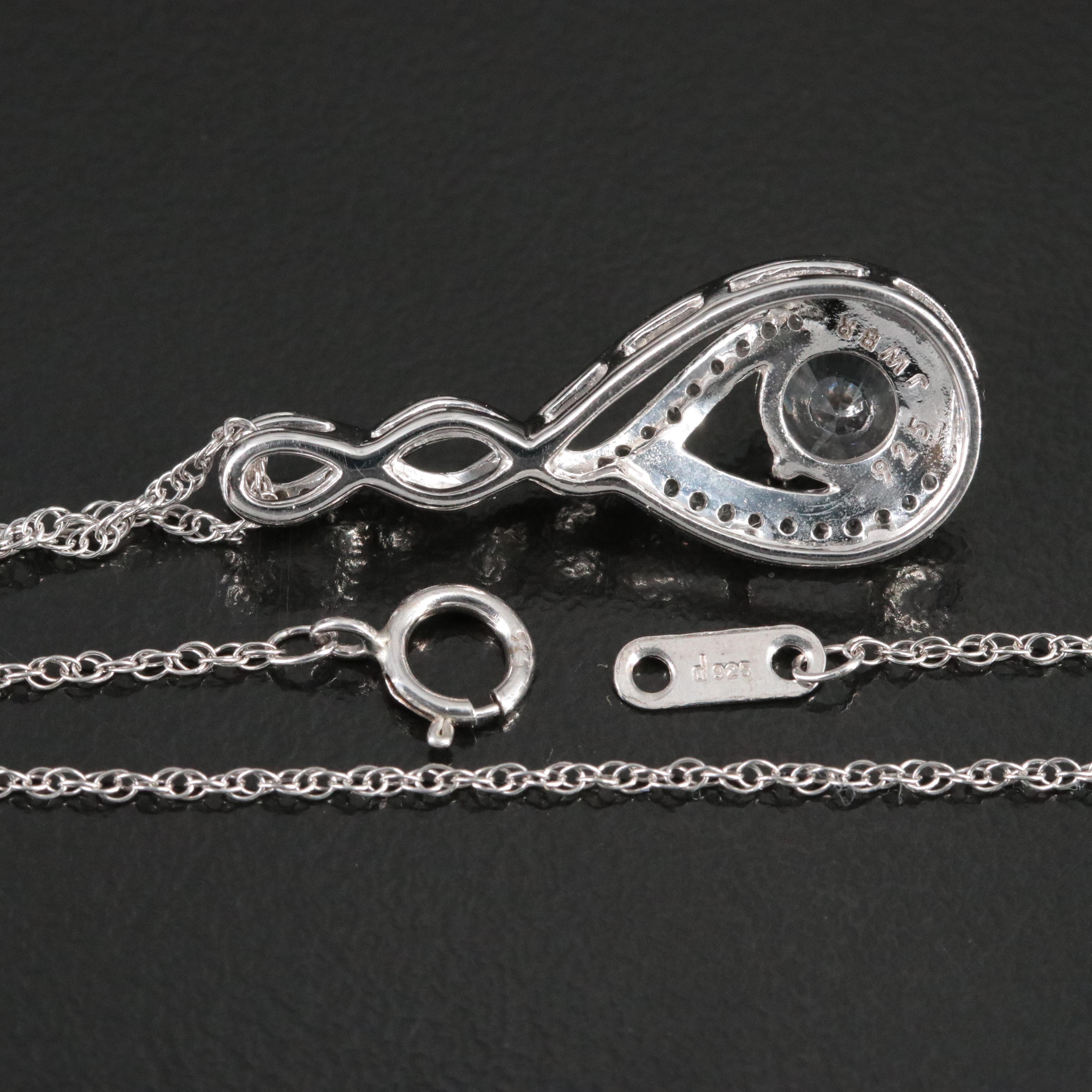 Sterling White Sapphire Figure Eight Pendant Necklace