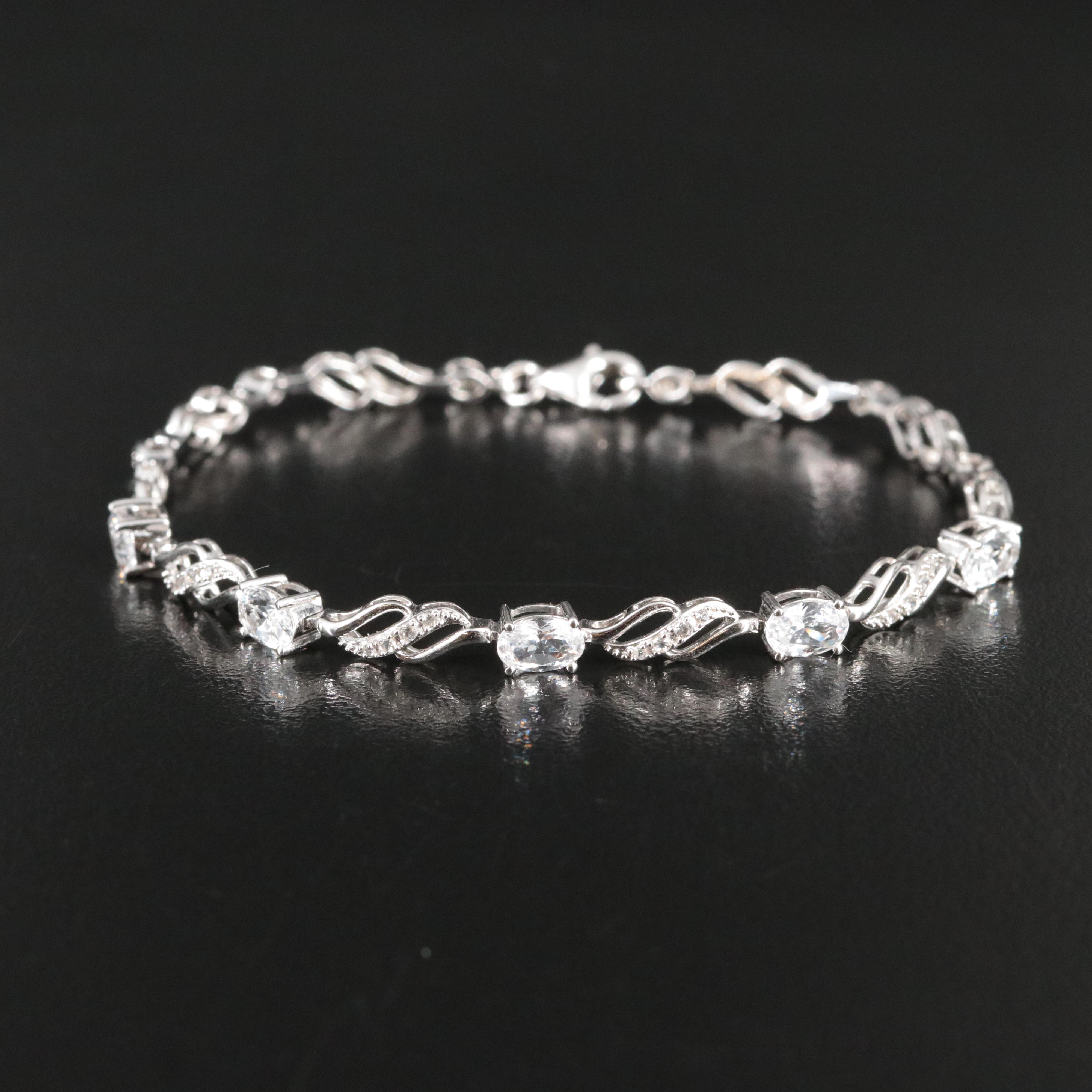 Sterling White Sapphire Link Bracelet