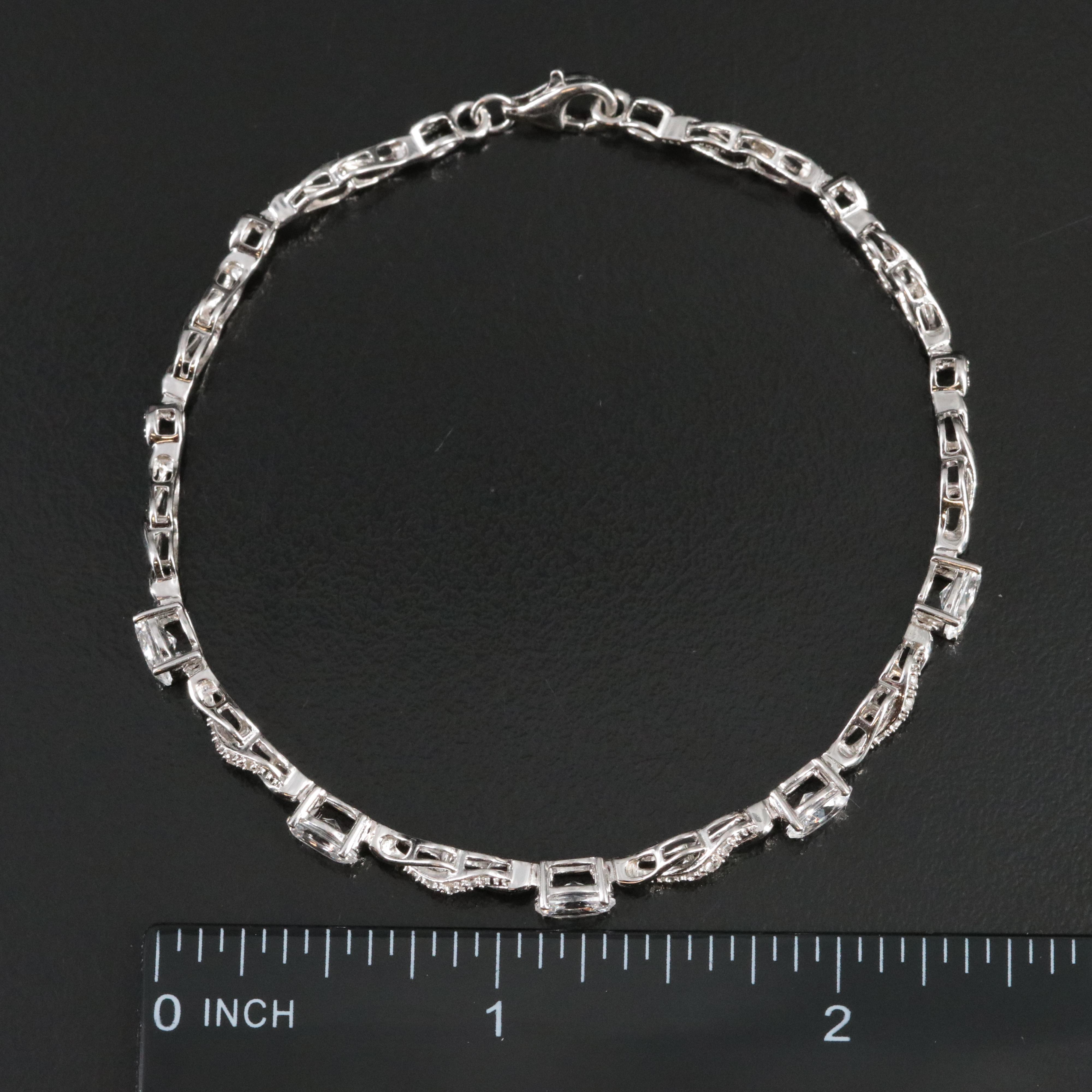 Sterling White Sapphire Link Bracelet