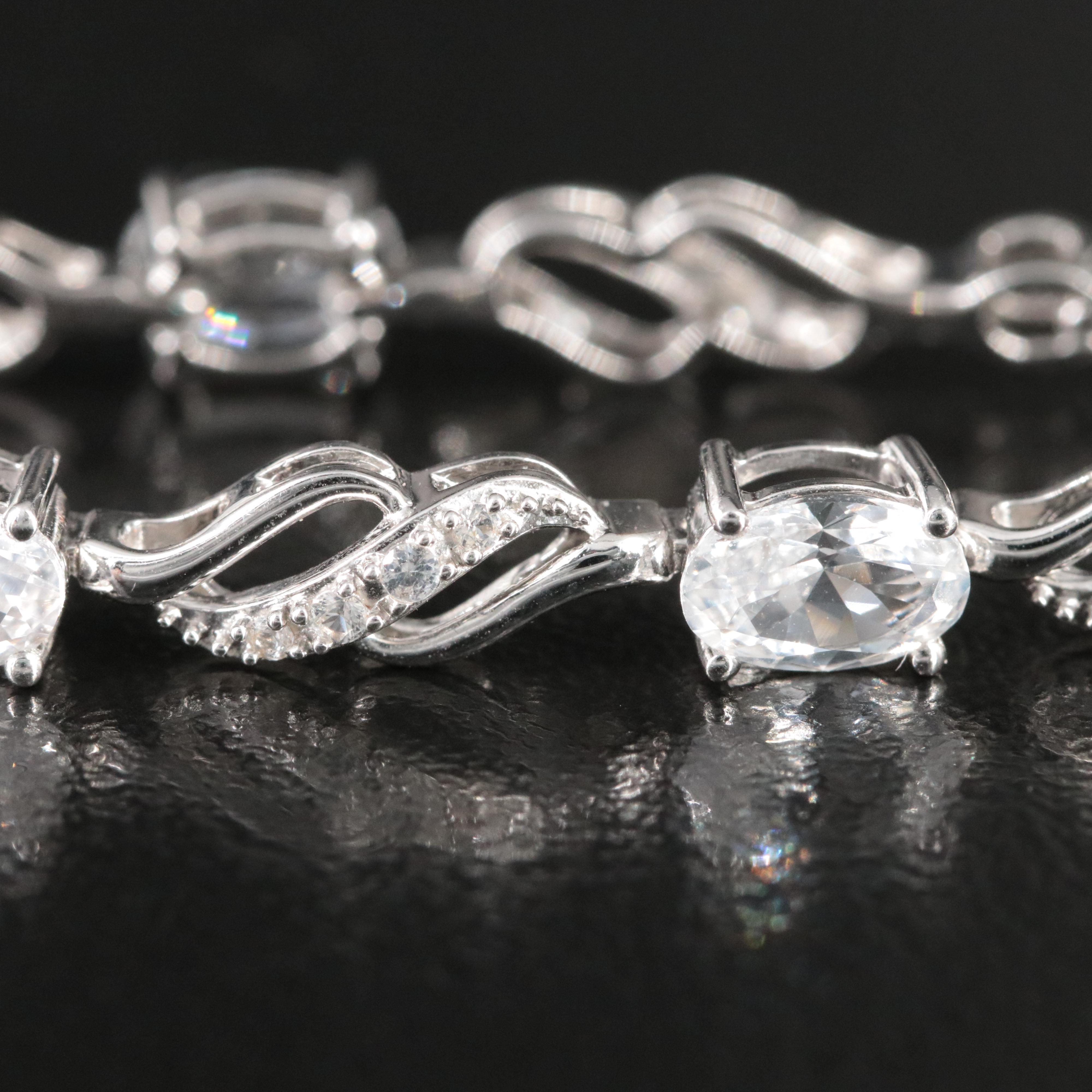 Sterling White Sapphire Link Bracelet