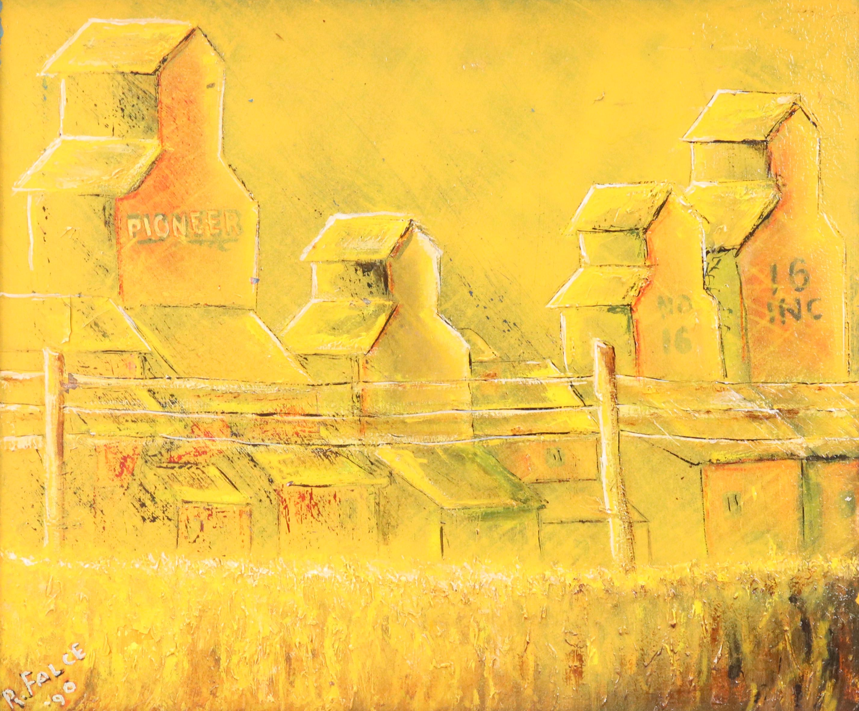 Reynold J. Falce Impasto Oil Painting "Canadian Wheat at Dusk," 1990