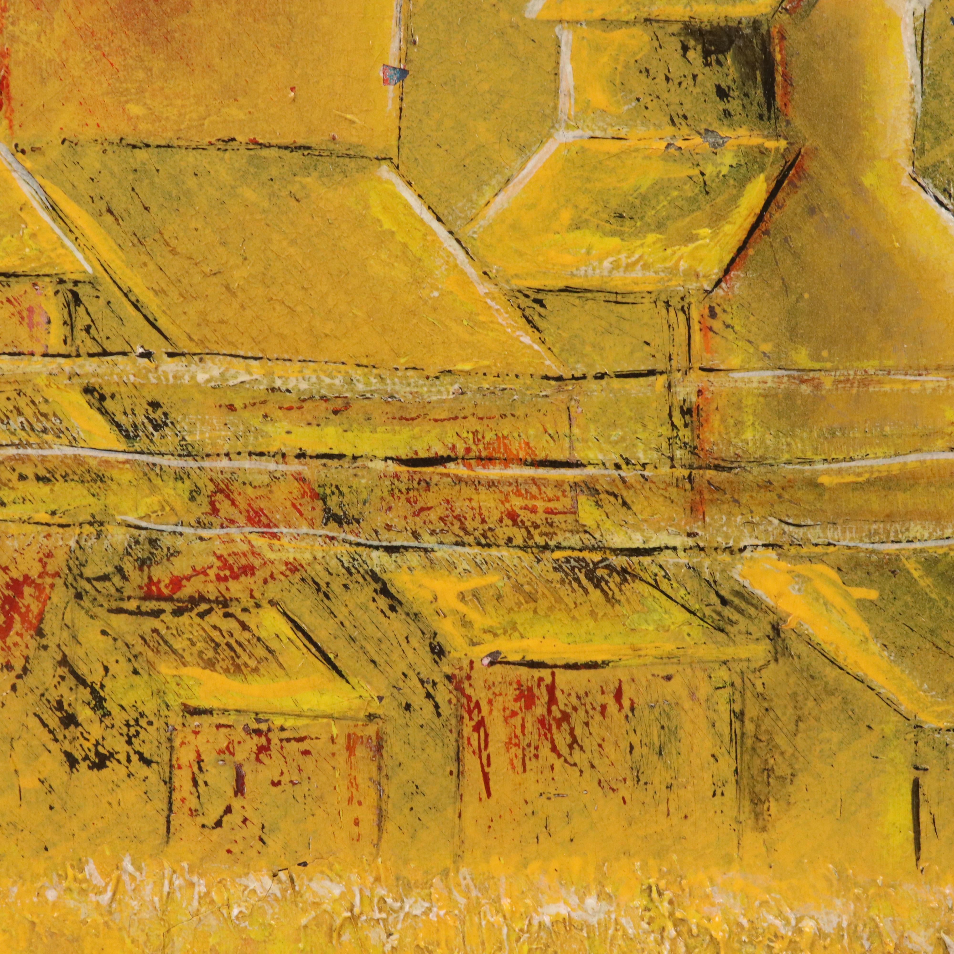 Reynold J. Falce Impasto Oil Painting "Canadian Wheat at Dusk," 1990