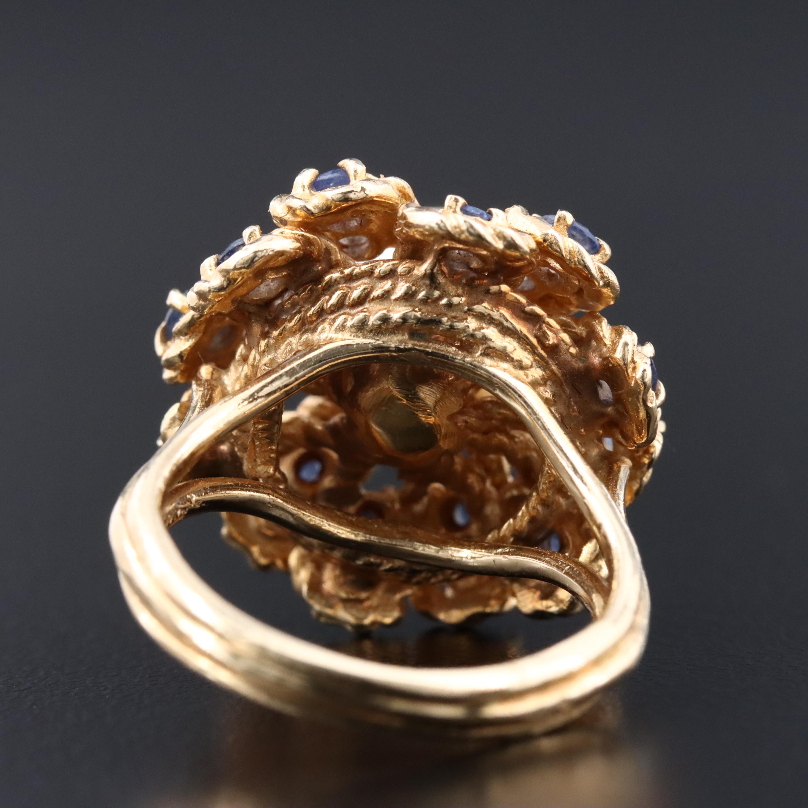 Vintage 14K Pearl and Sapphire Ring