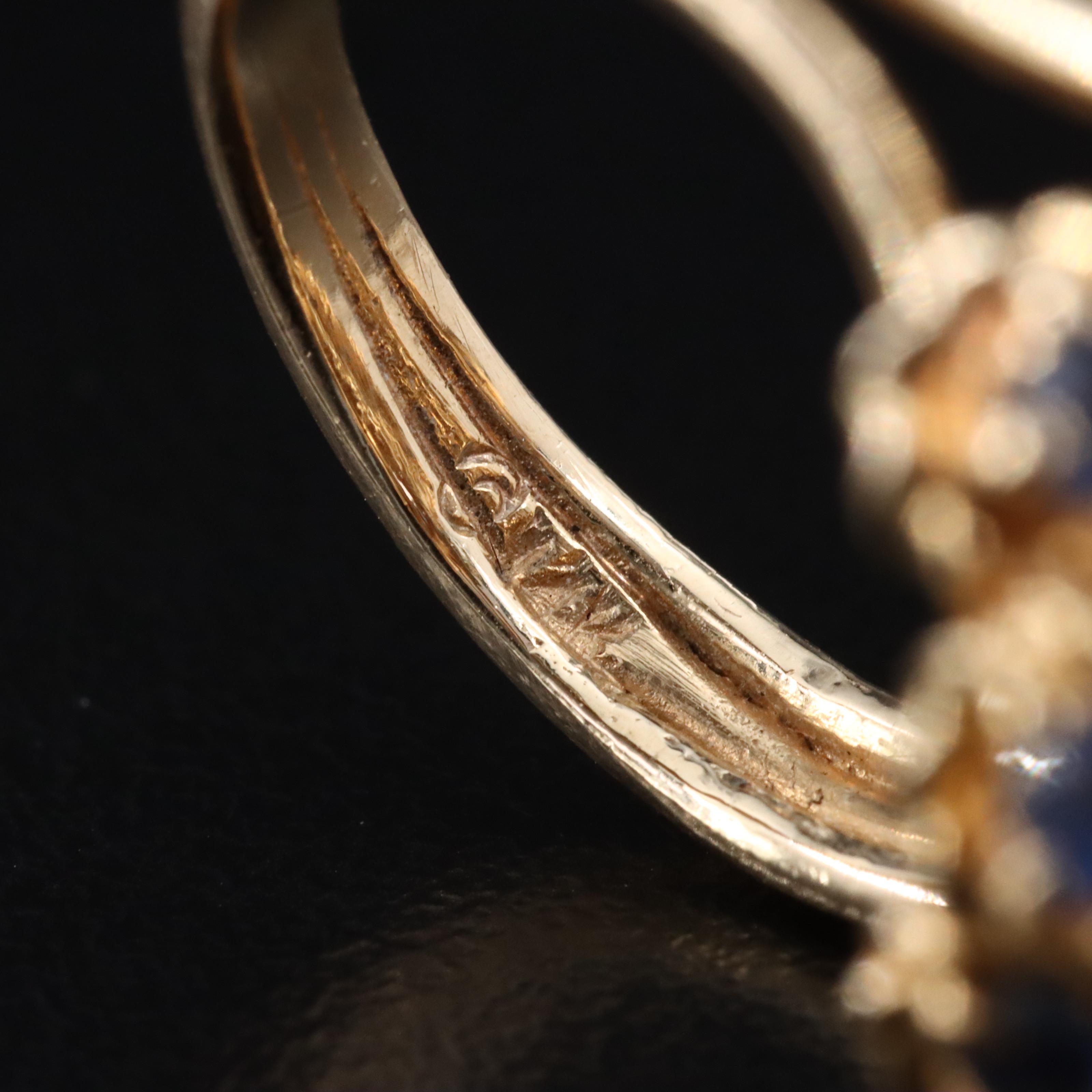 Vintage 14K Pearl and Sapphire Ring