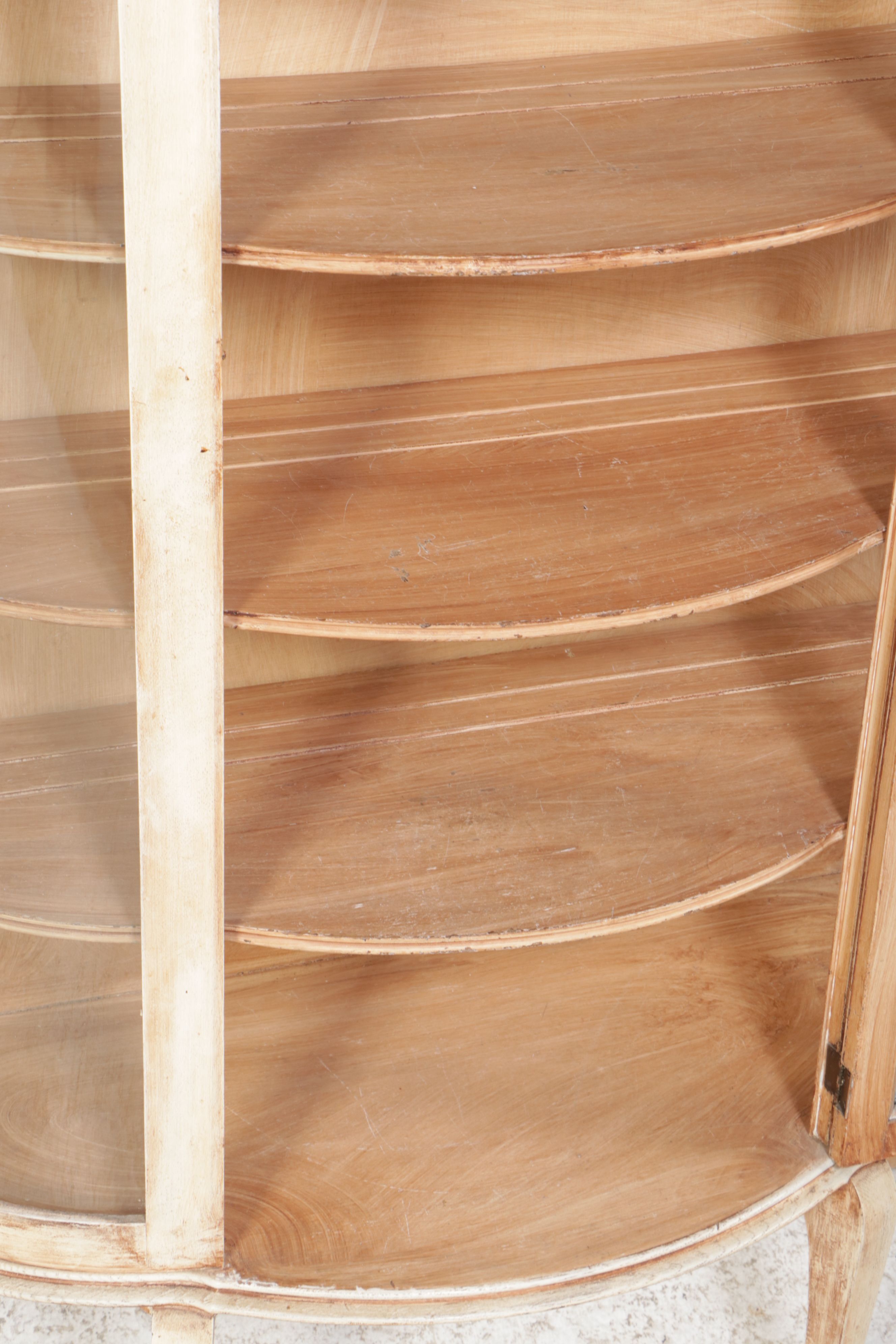 White Painted Wood Bow Front Curio Cabinet