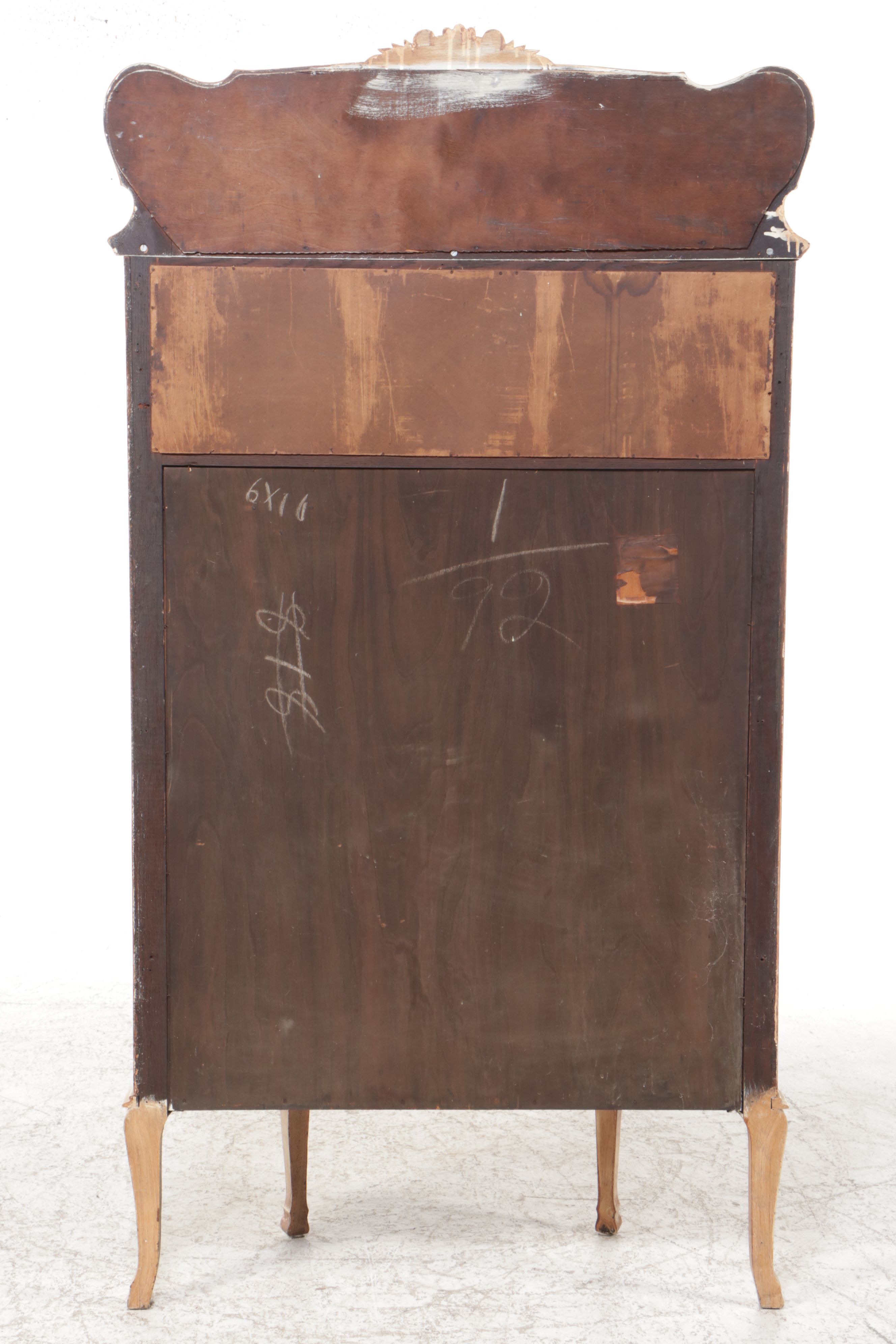 White Painted Wood Bow Front Curio Cabinet