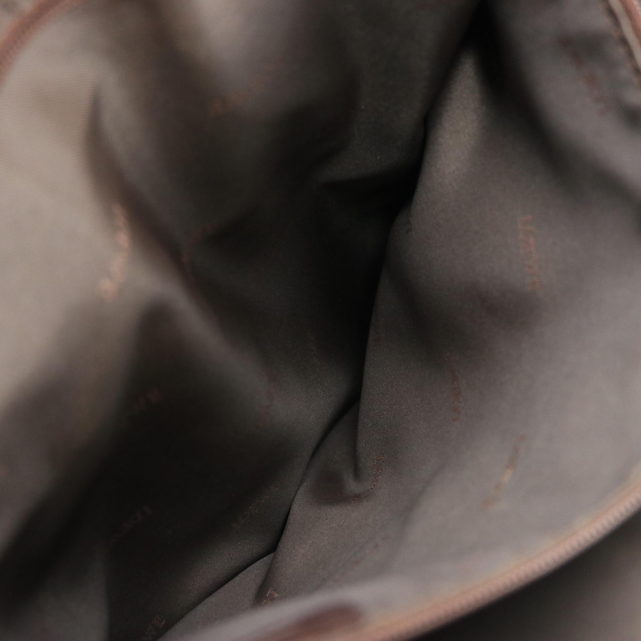 Loewe Zippered Top Handle Tote in Mocha Lambskin Leather and Patent Leather Trim