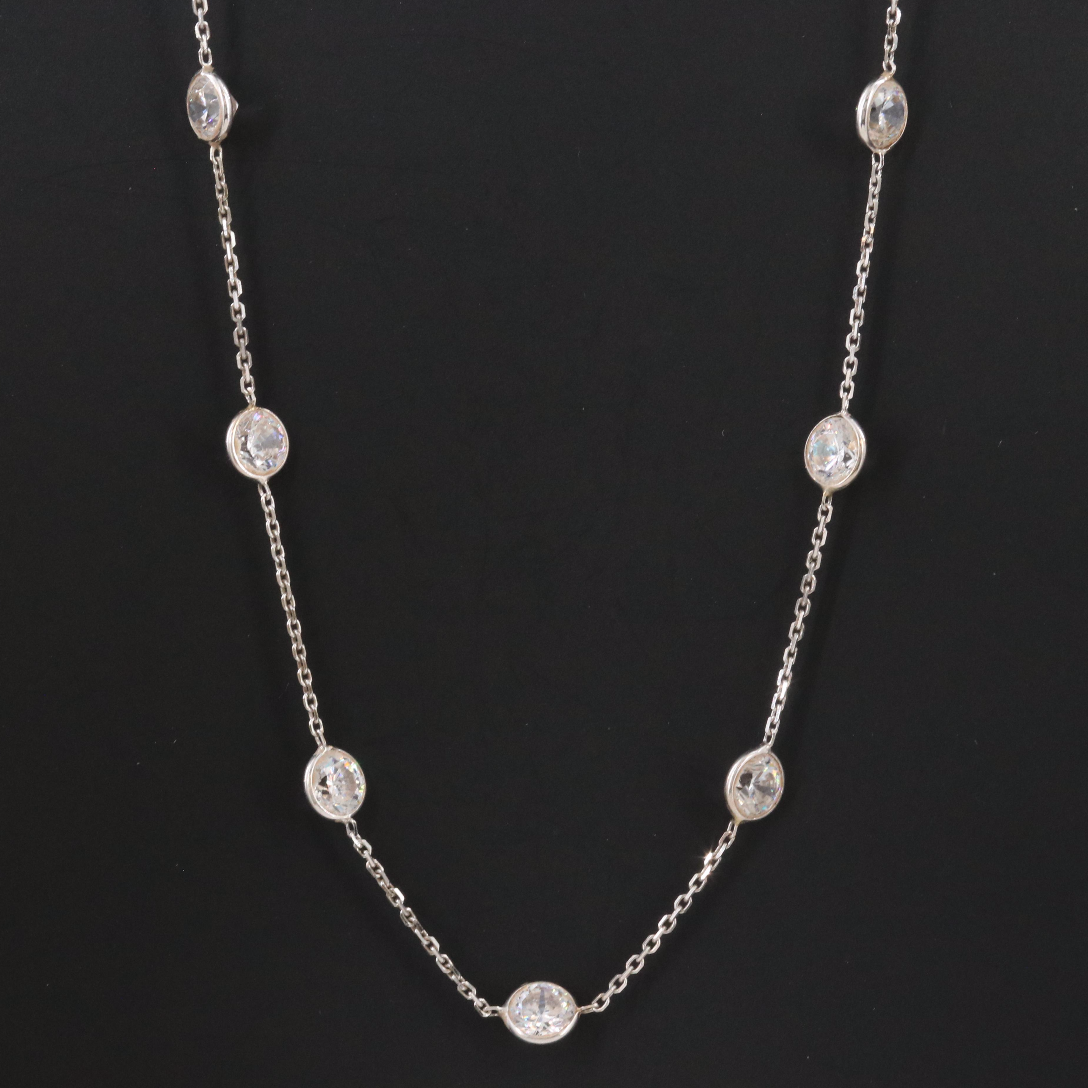 14K CZ Station Necklace