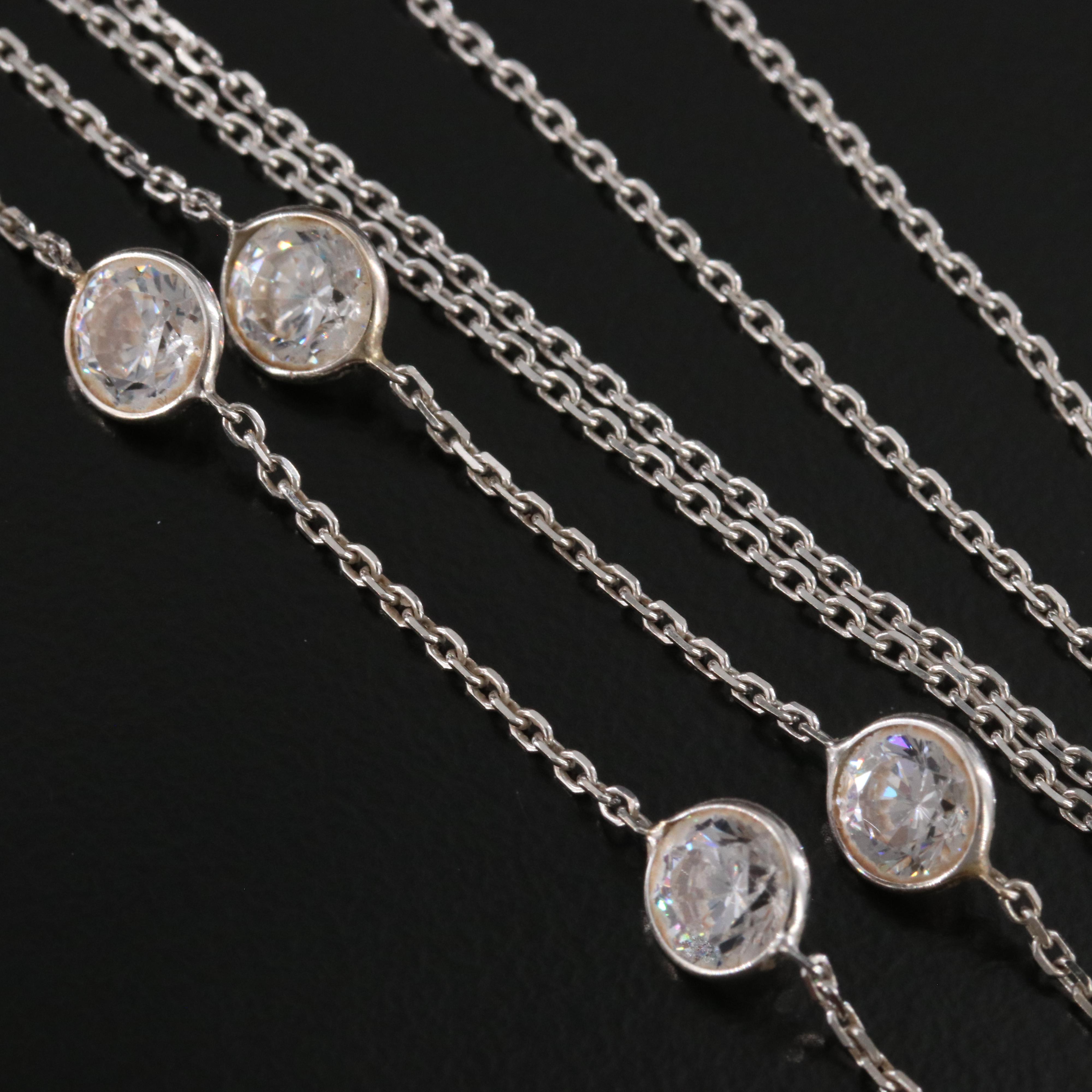 14K CZ Station Necklace
