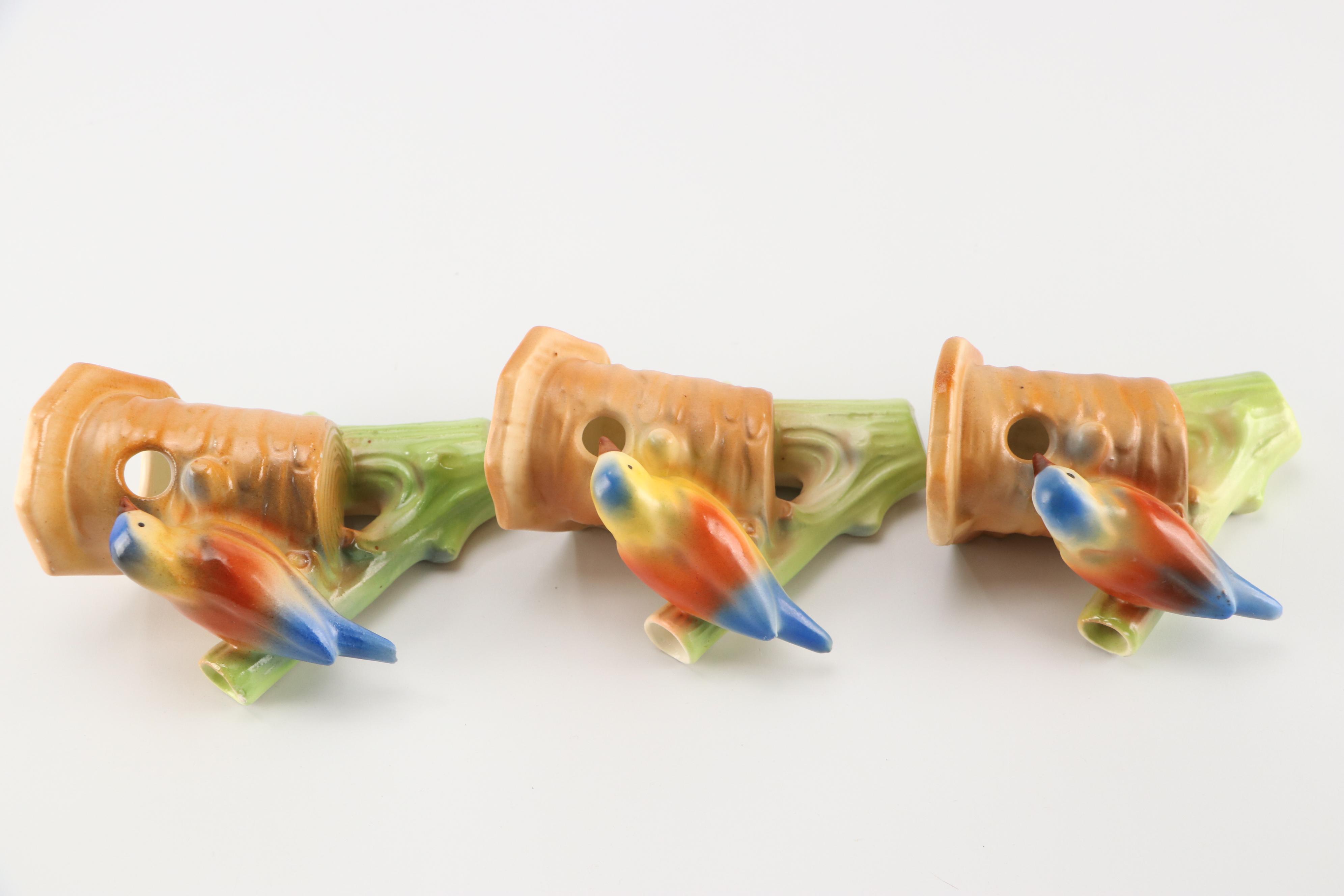 Ceramic Bird Form Wall Pockets, Early to Mid-20th Century