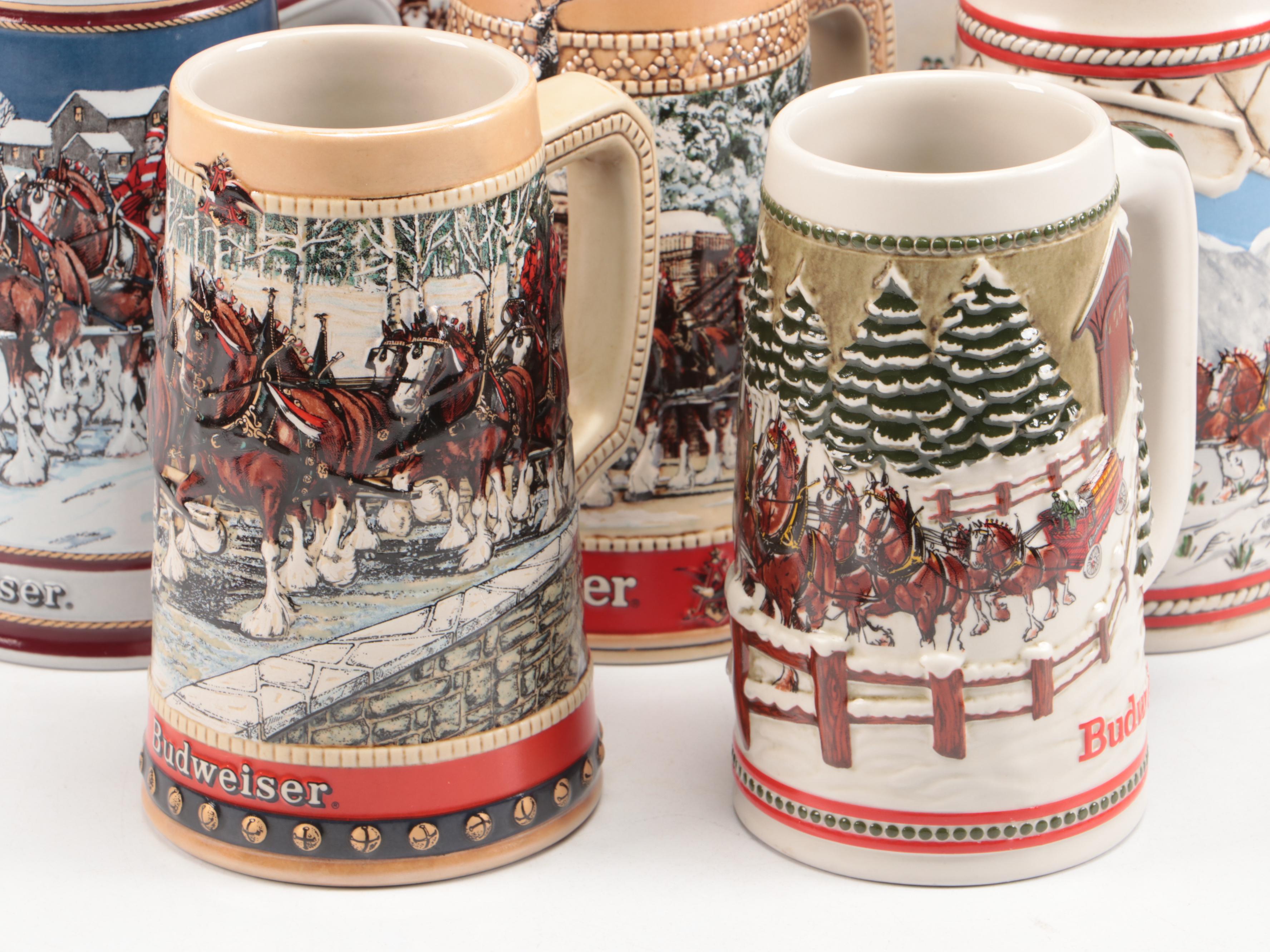 Novelty Christmas Budweiser Beer Steins