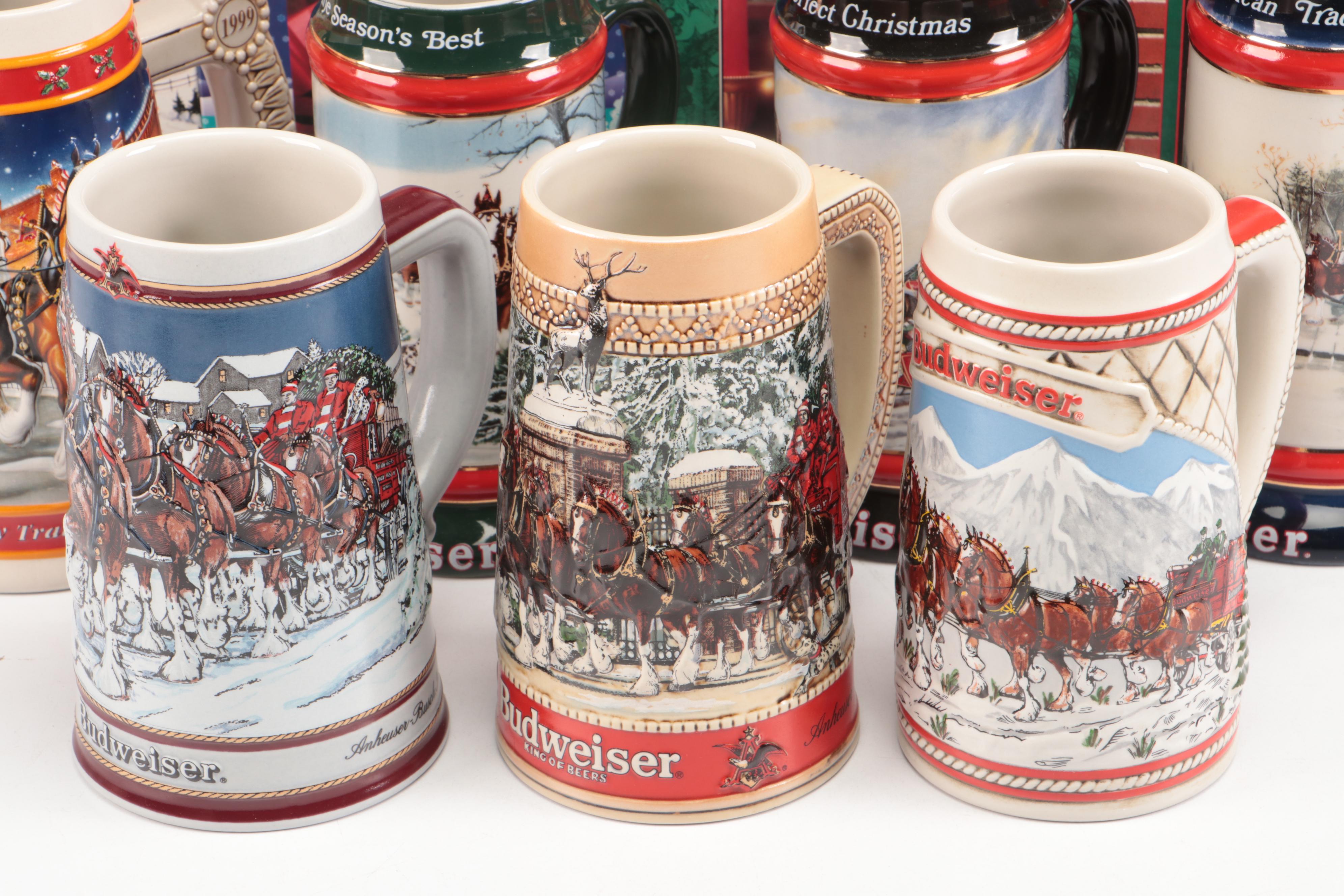 Novelty Christmas Budweiser Beer Steins