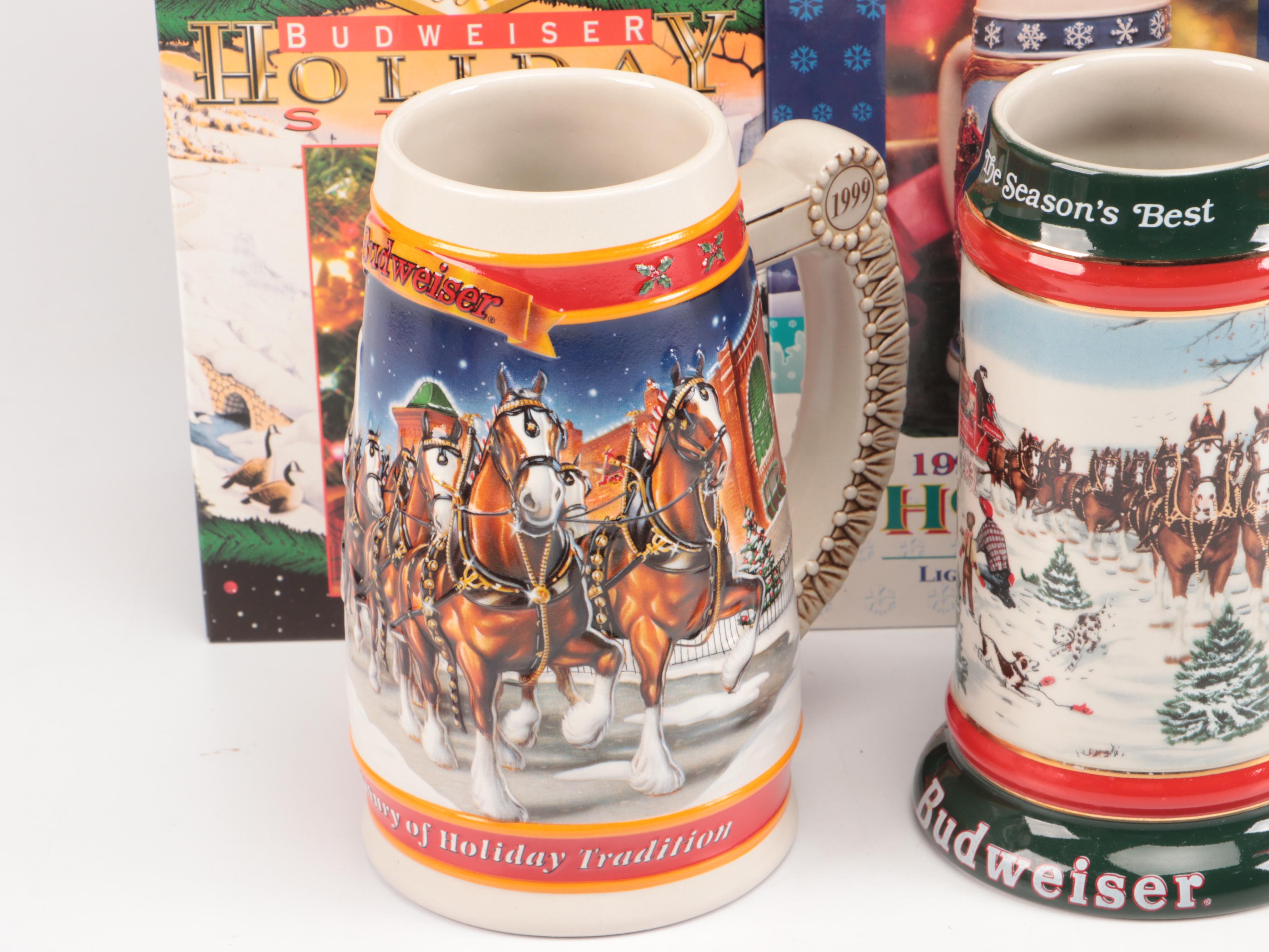 Novelty Christmas Budweiser Beer Steins