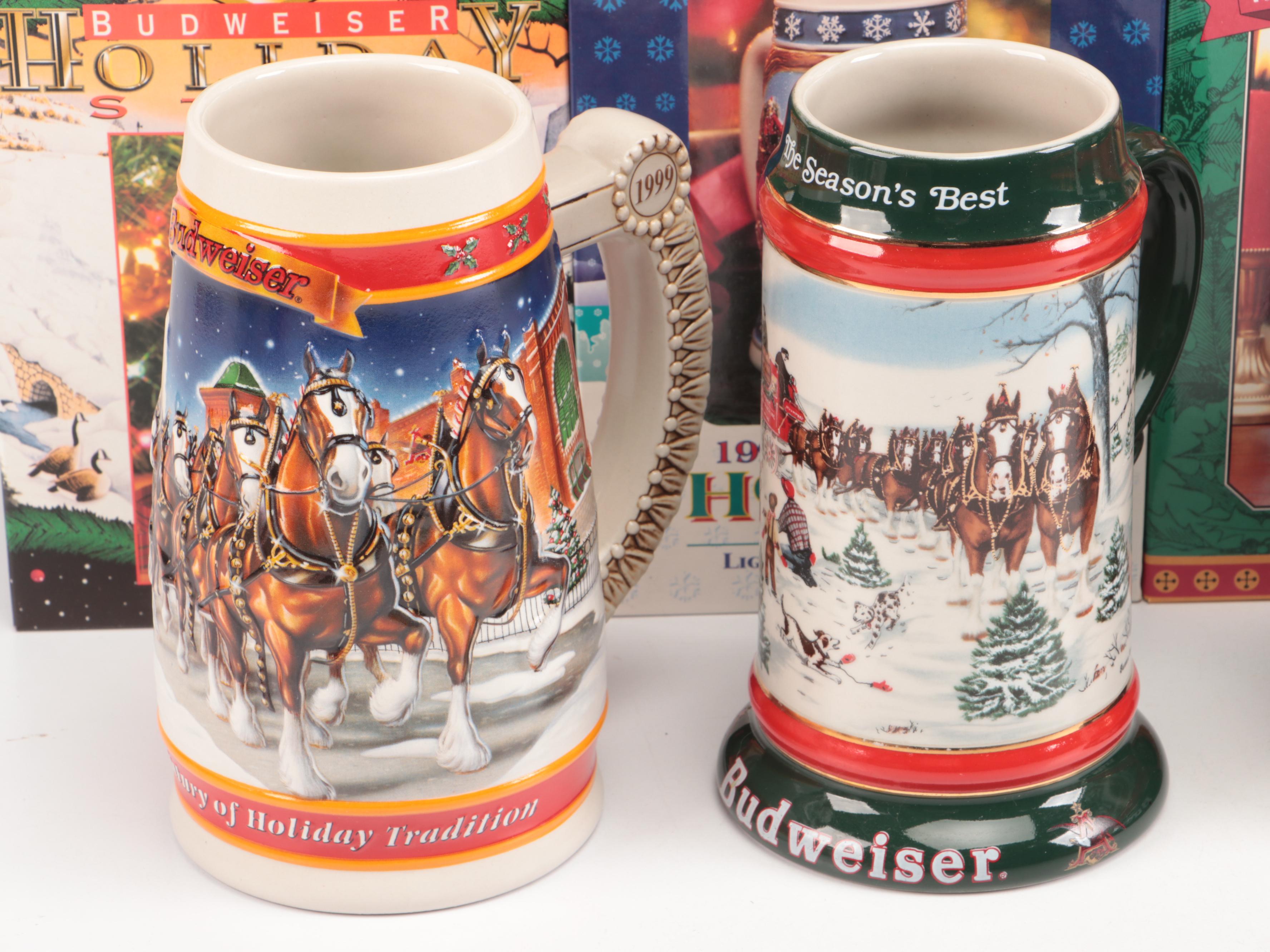 Novelty Christmas Budweiser Beer Steins