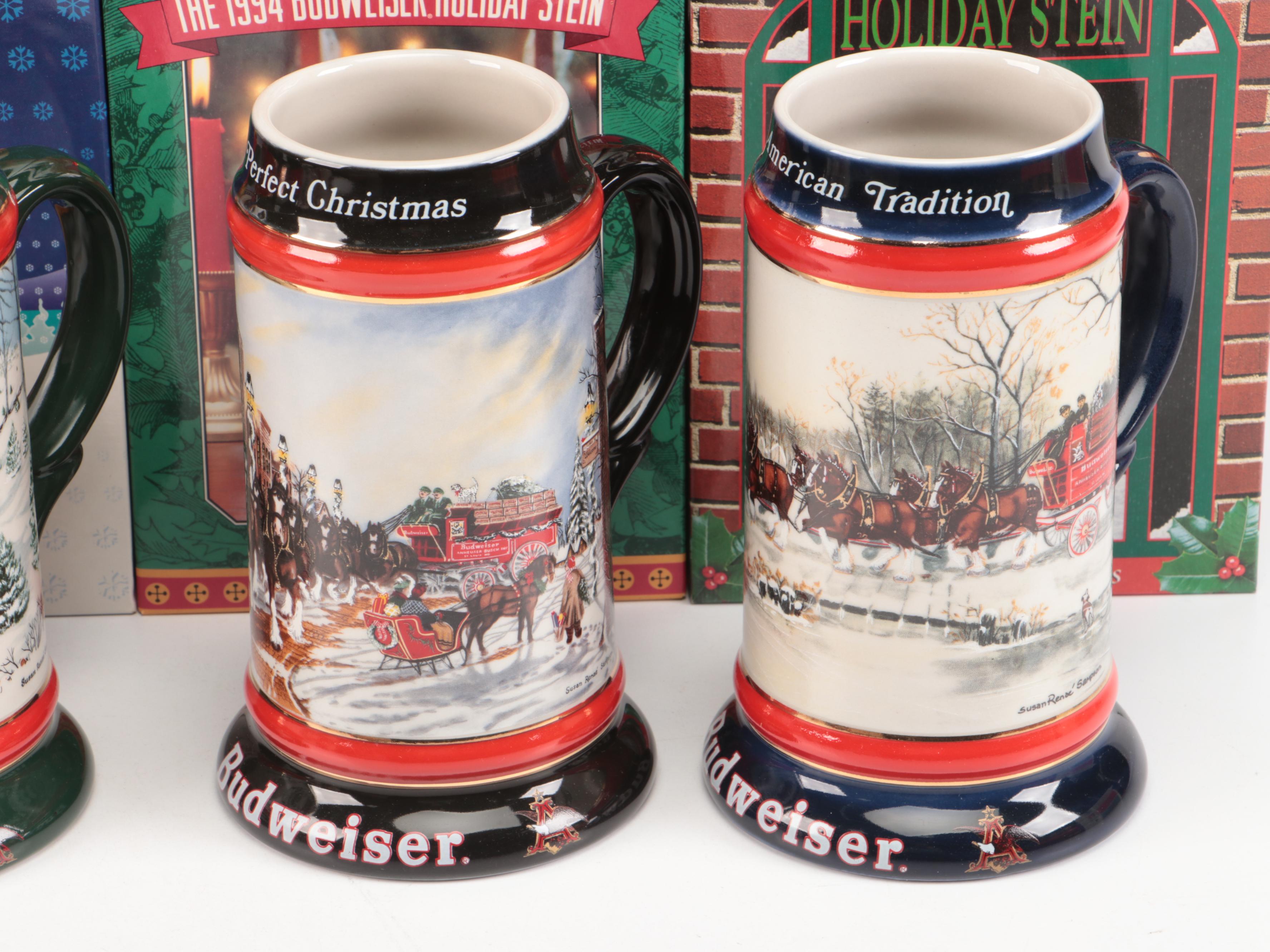Novelty Christmas Budweiser Beer Steins