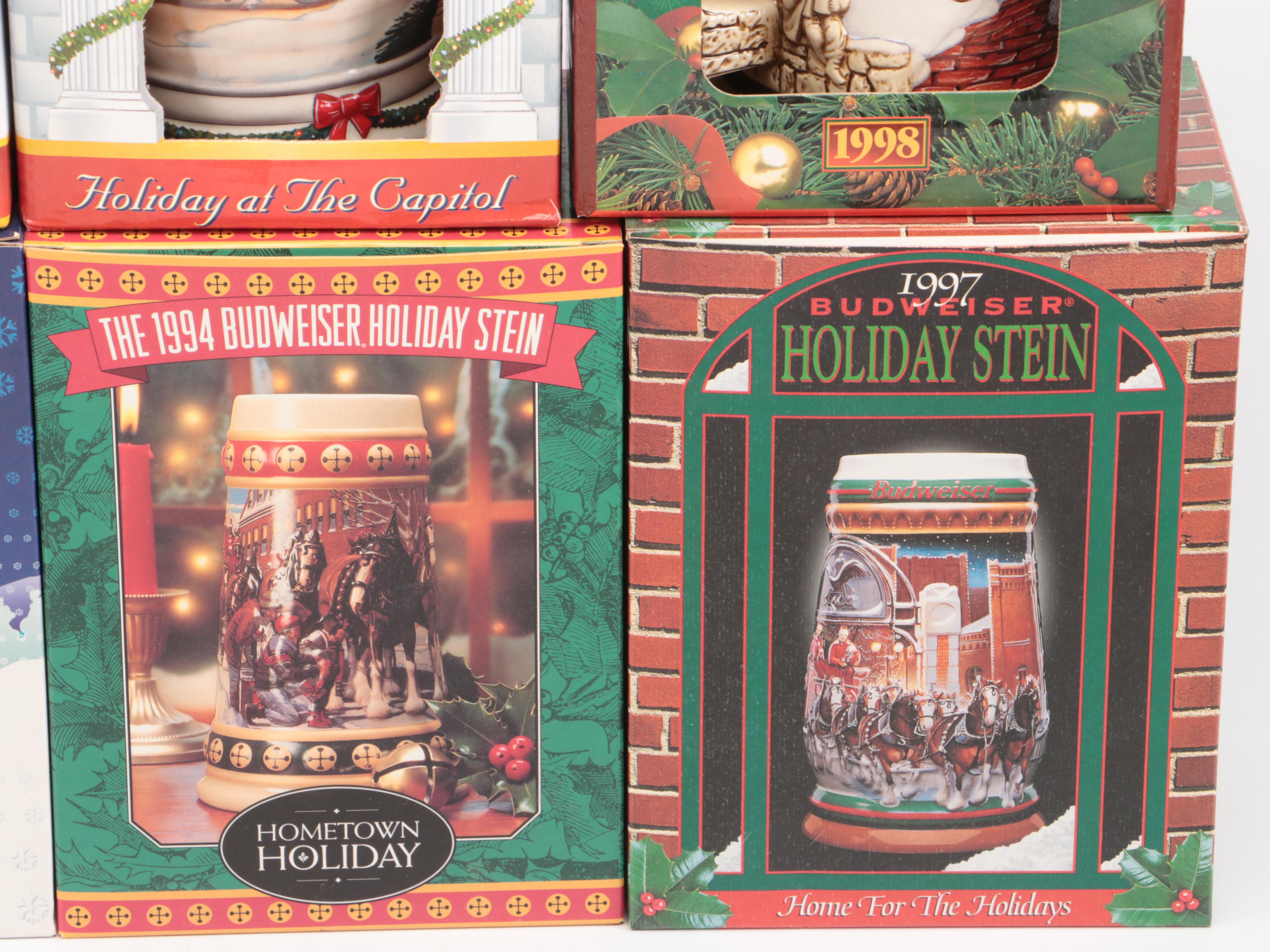 Novelty Christmas Budweiser Beer Steins