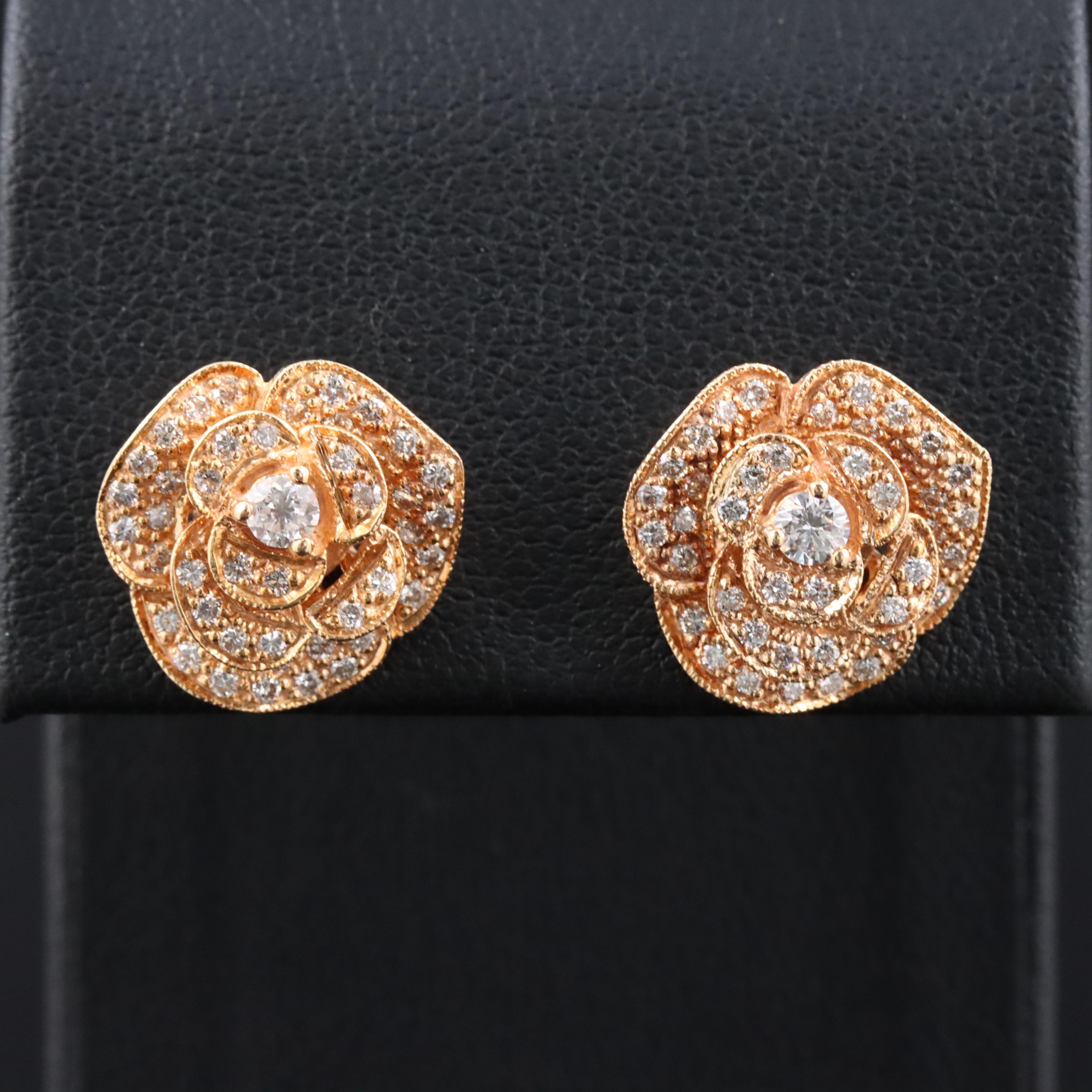 Le Vian 14K Rose Gold 0.76 CTW Diamond Flower Earrings