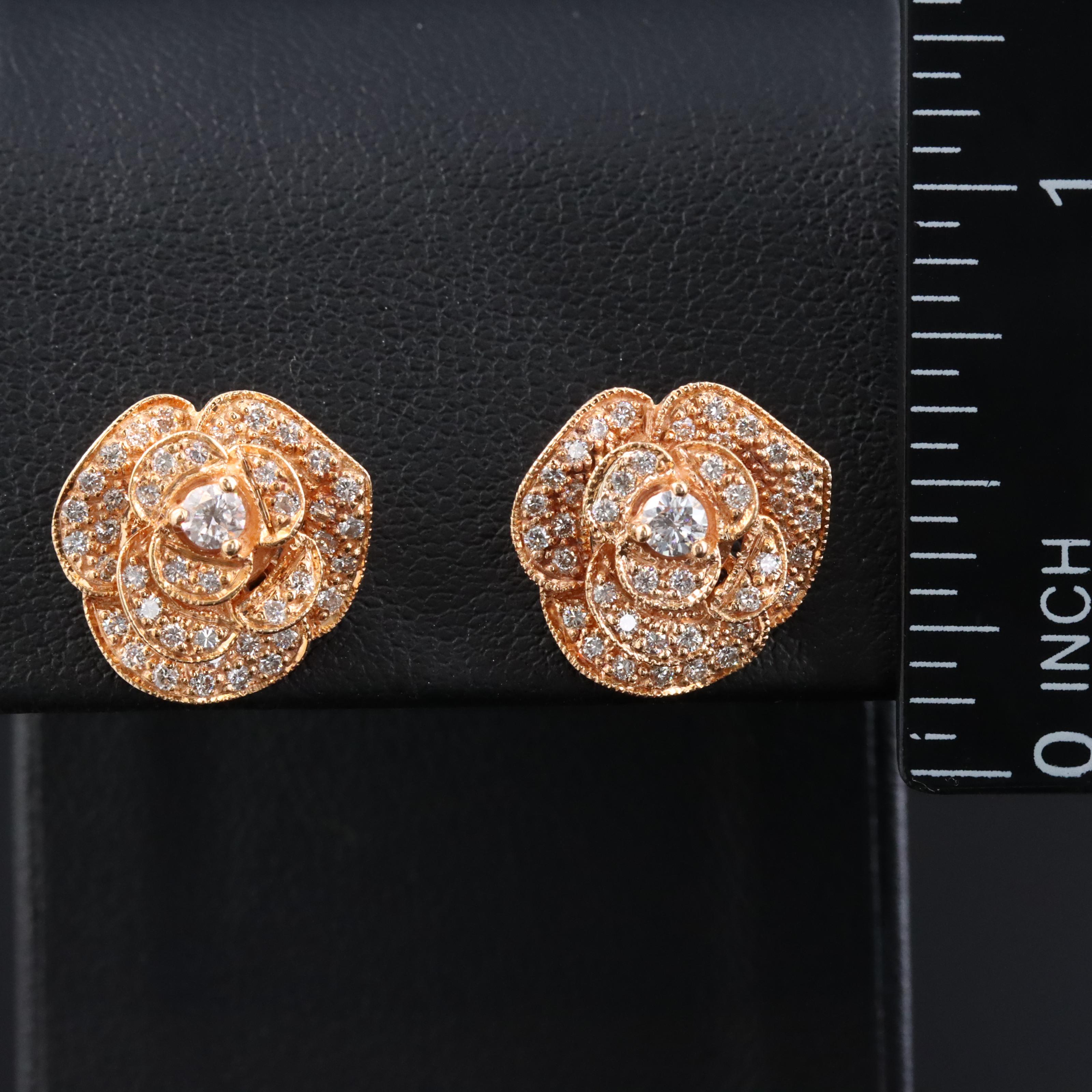 Le Vian 14K Rose Gold 0.76 CTW Diamond Flower Earrings