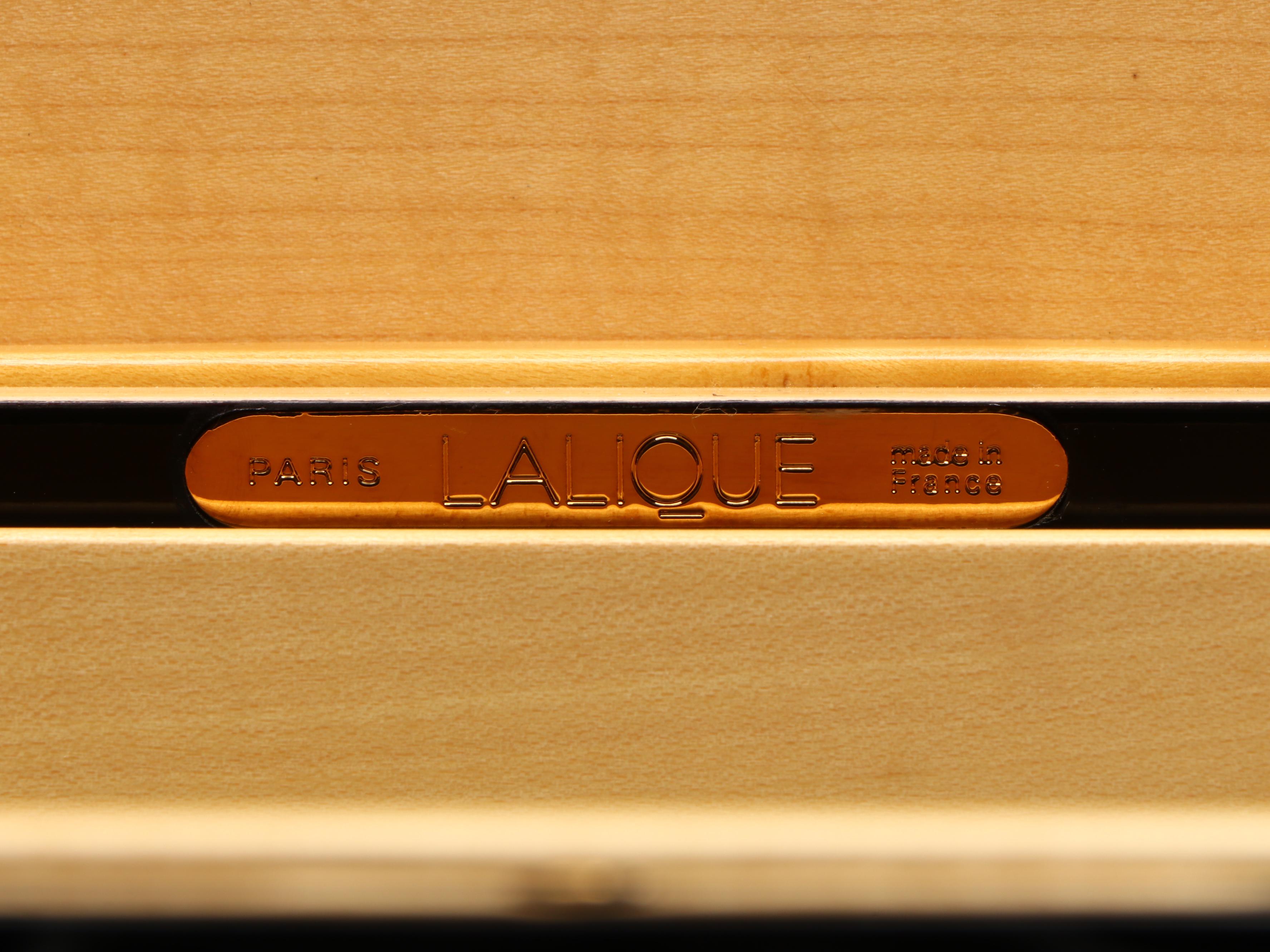 Lalique "Madison" Crystal and Black Lacquered Sycamore Humidor, 1999