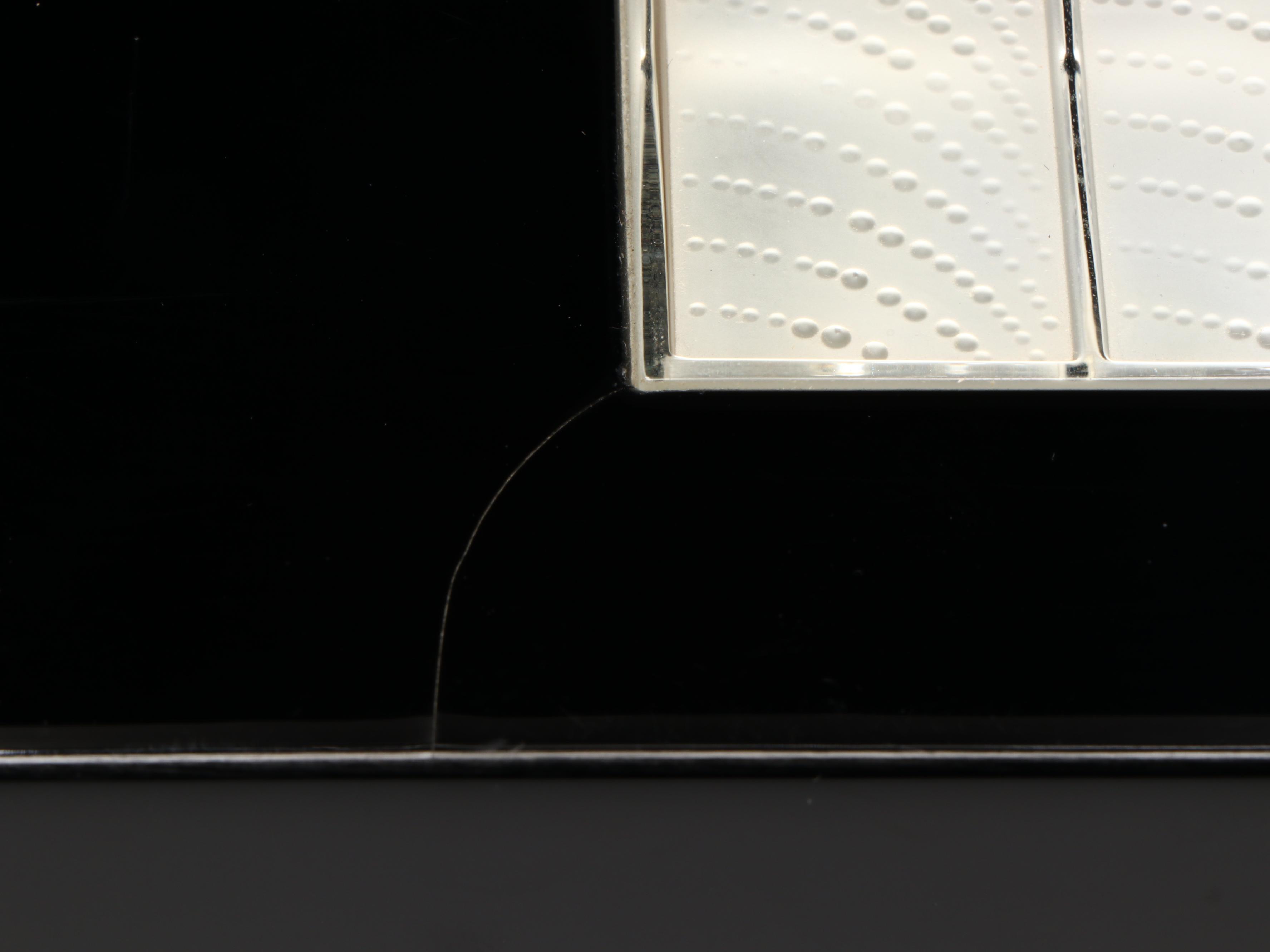 Lalique "Madison" Crystal and Black Lacquered Sycamore Humidor, 1999