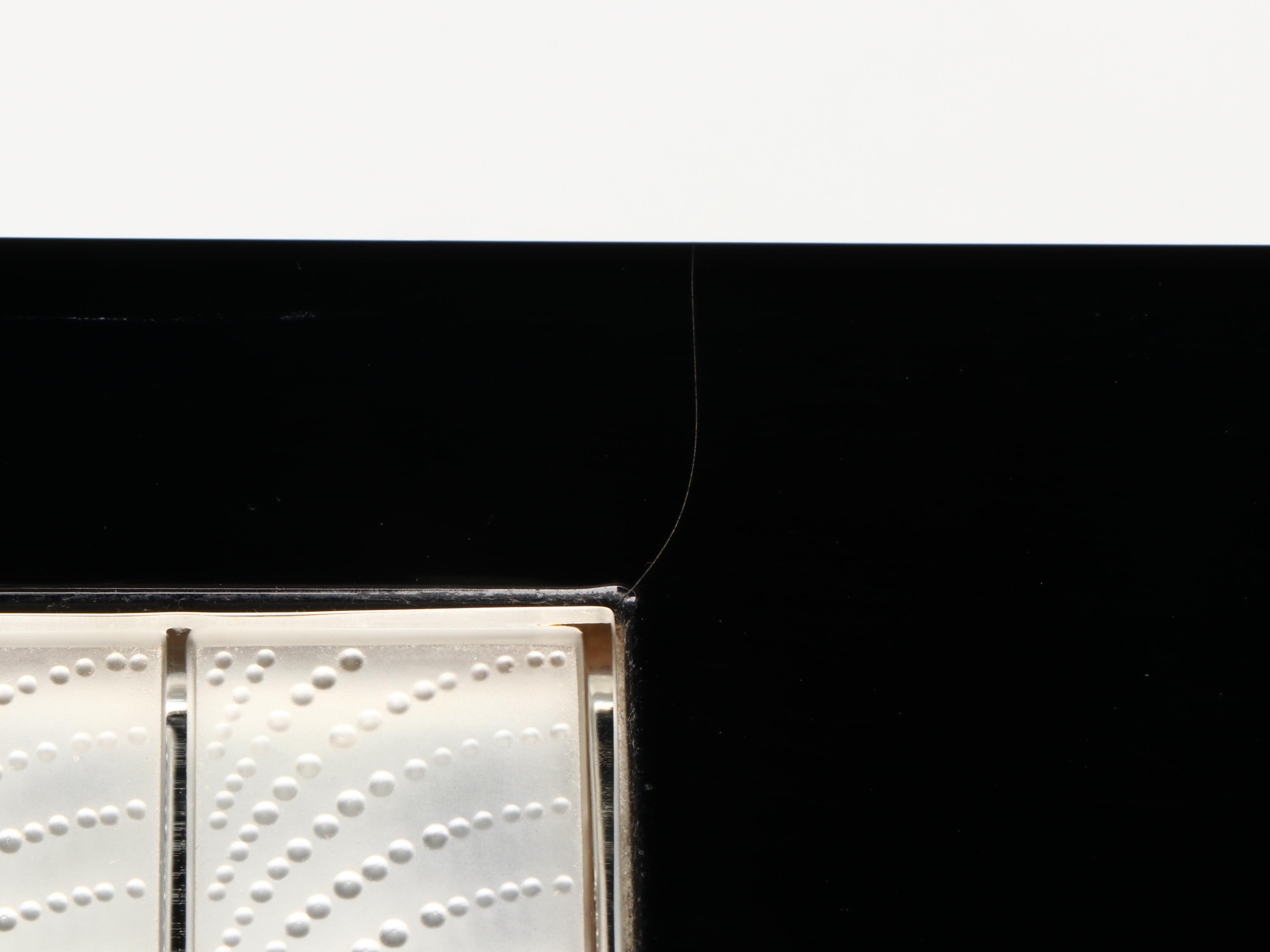 Lalique "Madison" Crystal and Black Lacquered Sycamore Humidor, 1999