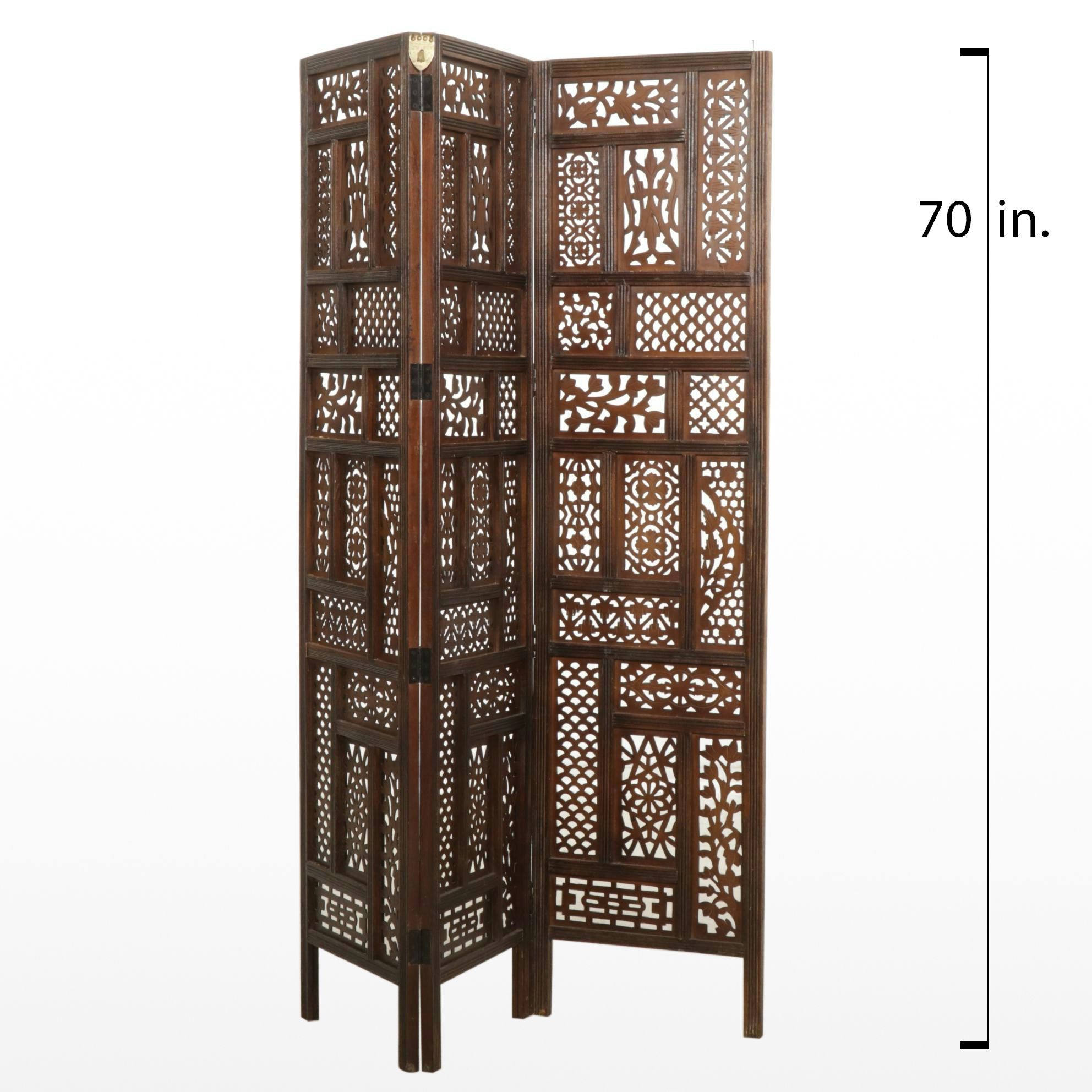 Three-Fold Room Screen with Cut Panels, Late 20th Century