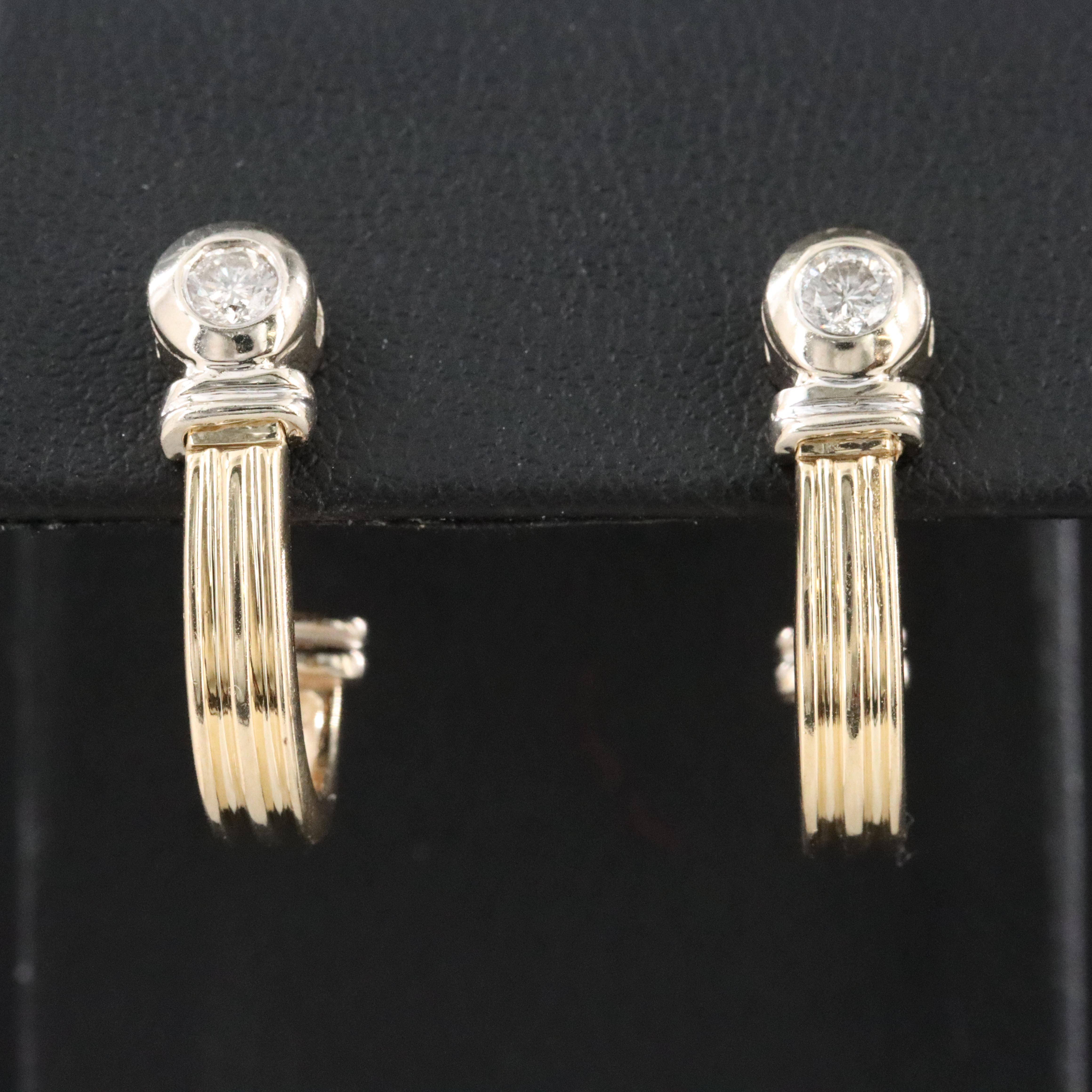 14K 0.25 CTW Diamond J Hoop Earrings