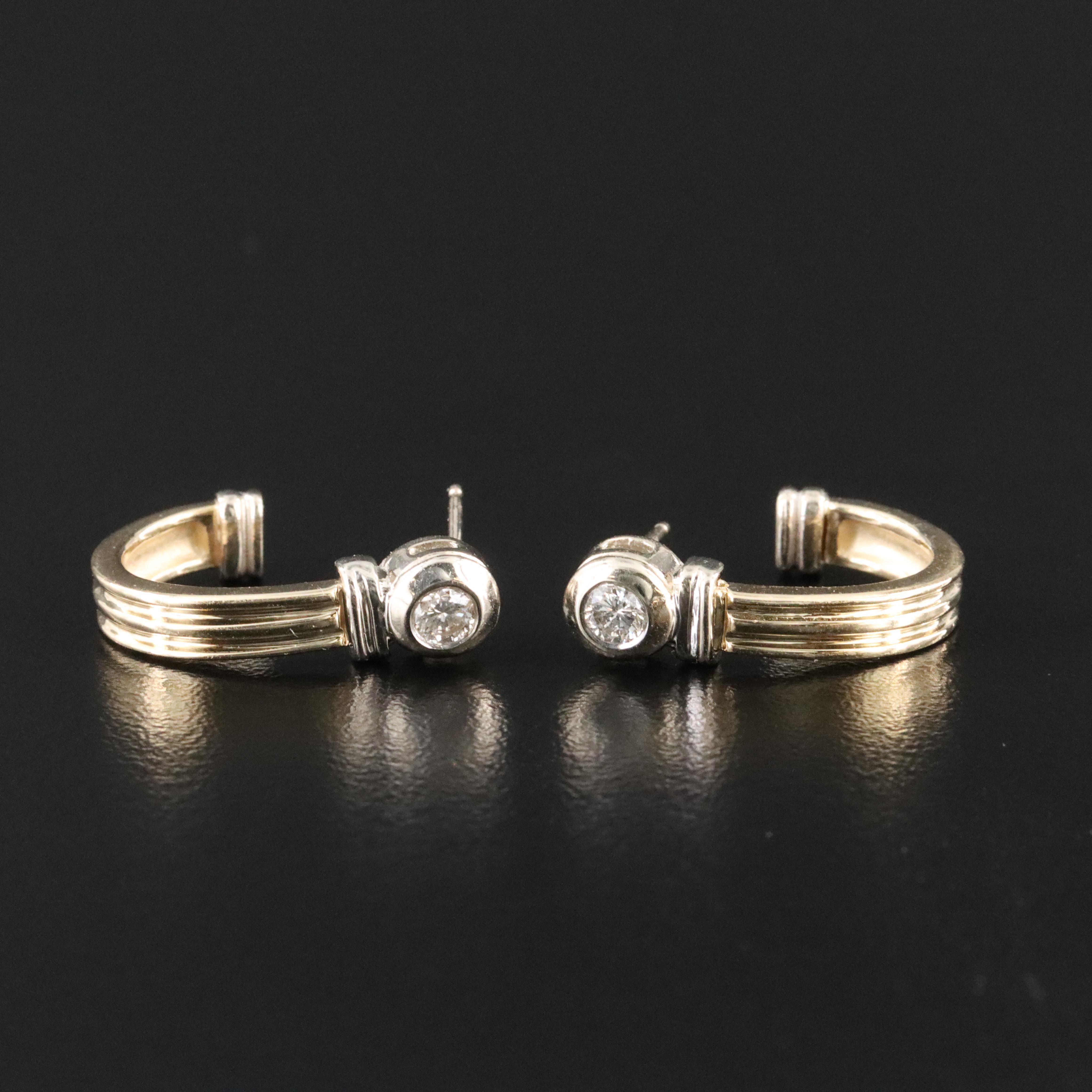 14K 0.25 CTW Diamond J Hoop Earrings