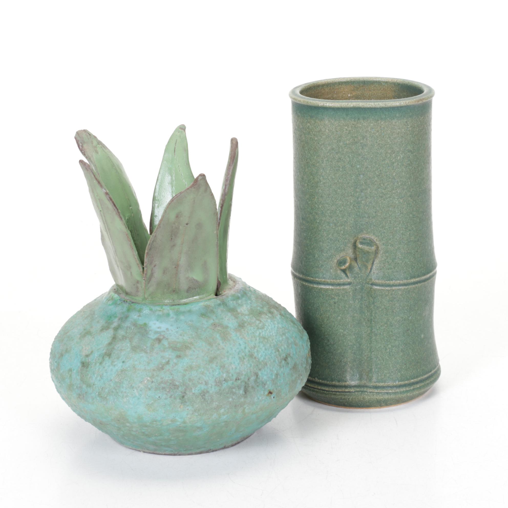 Nichibei Pottery Bamboo & Lawrence Blazey Ceramic Vases