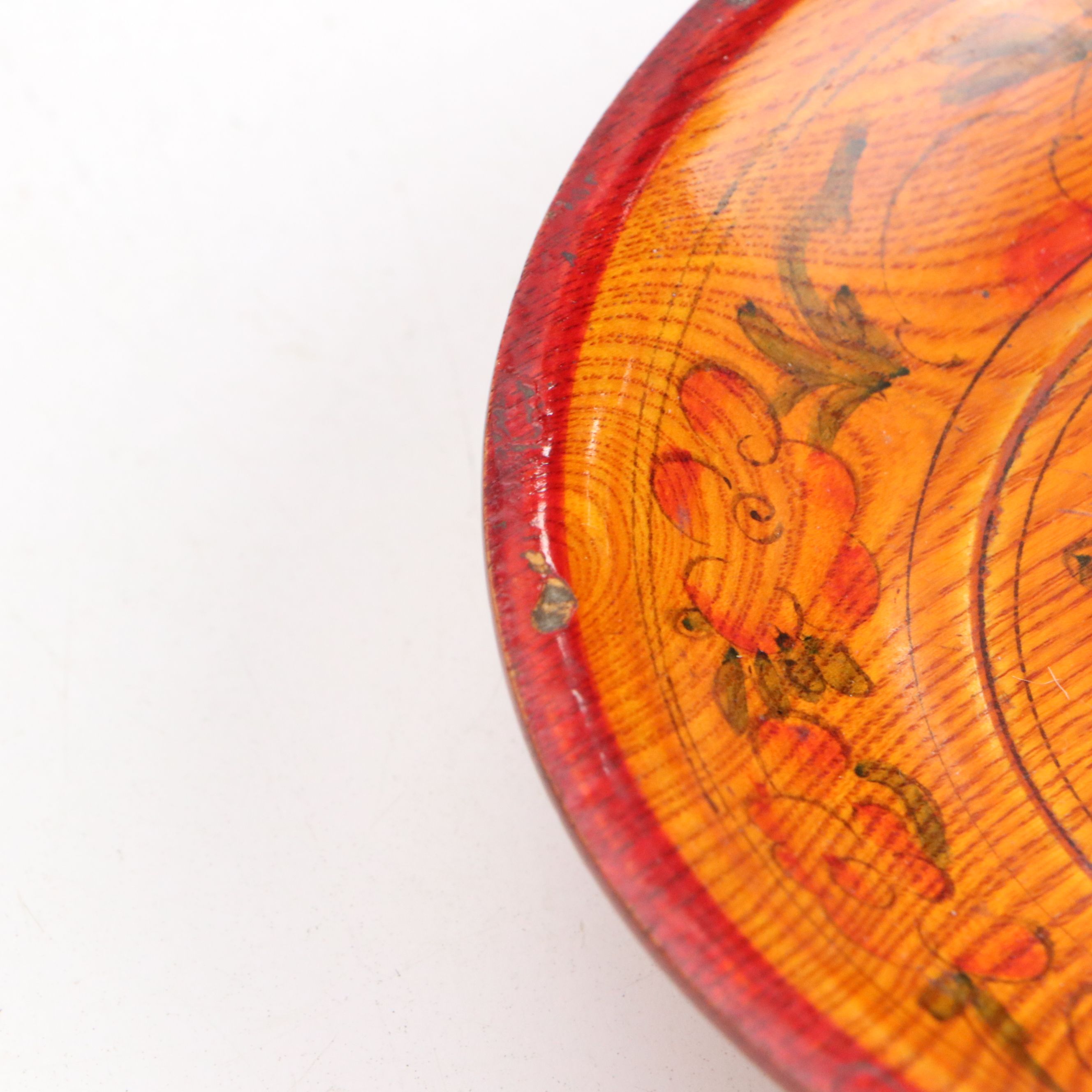 Redware Ginger Jar & Bowl, Wooden Tray, Wax Seal Hand-Painted Wood Bowl