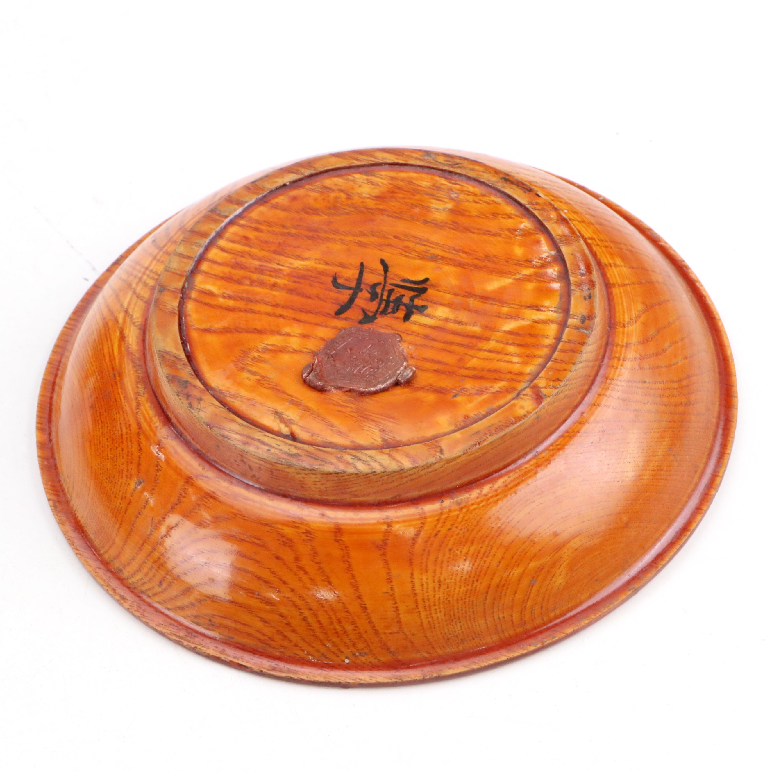 Redware Ginger Jar & Bowl, Wooden Tray, Wax Seal Hand-Painted Wood Bowl