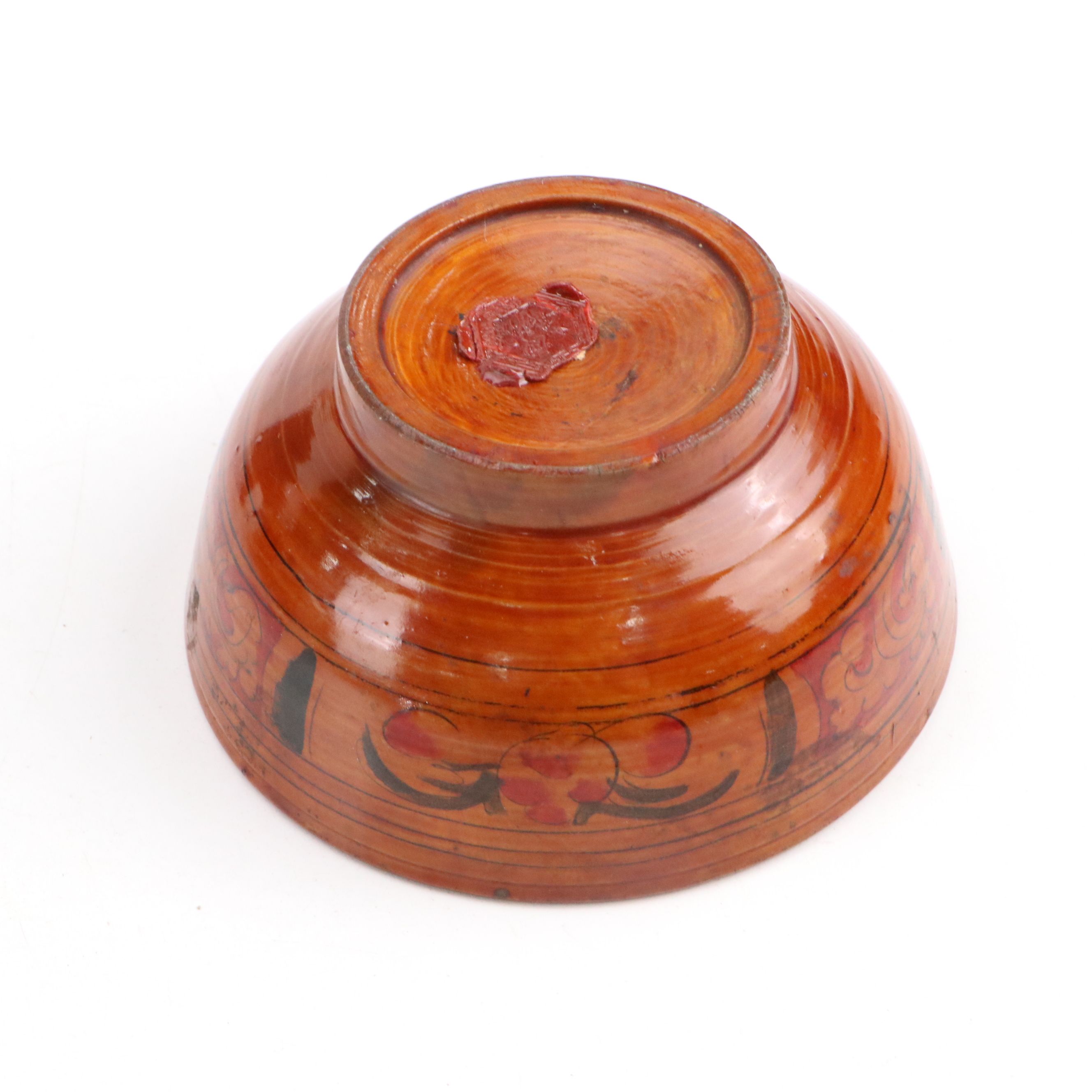 Redware Ginger Jar & Bowl, Wooden Tray, Wax Seal Hand-Painted Wood Bowl