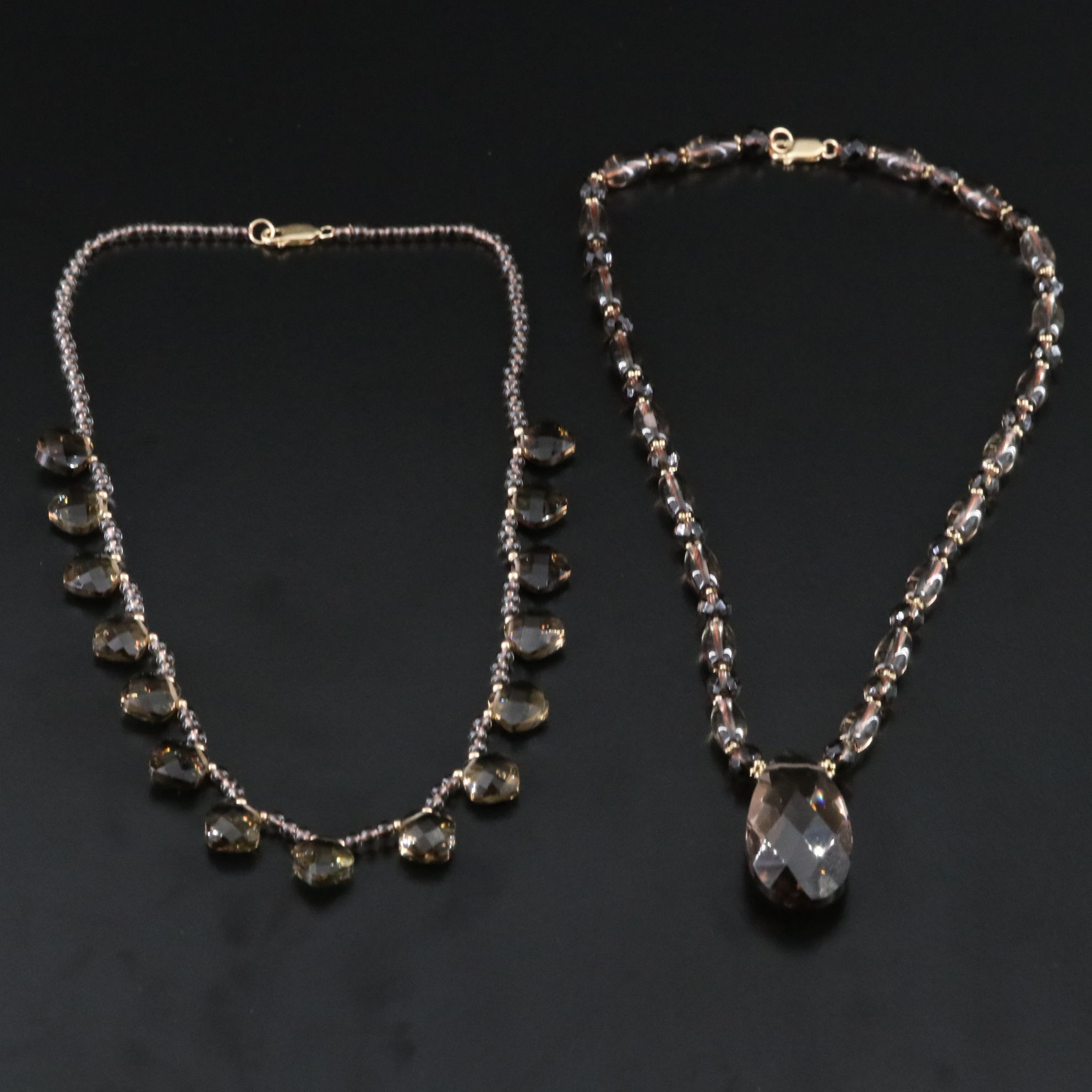 14K Smoky Quartz Necklaces