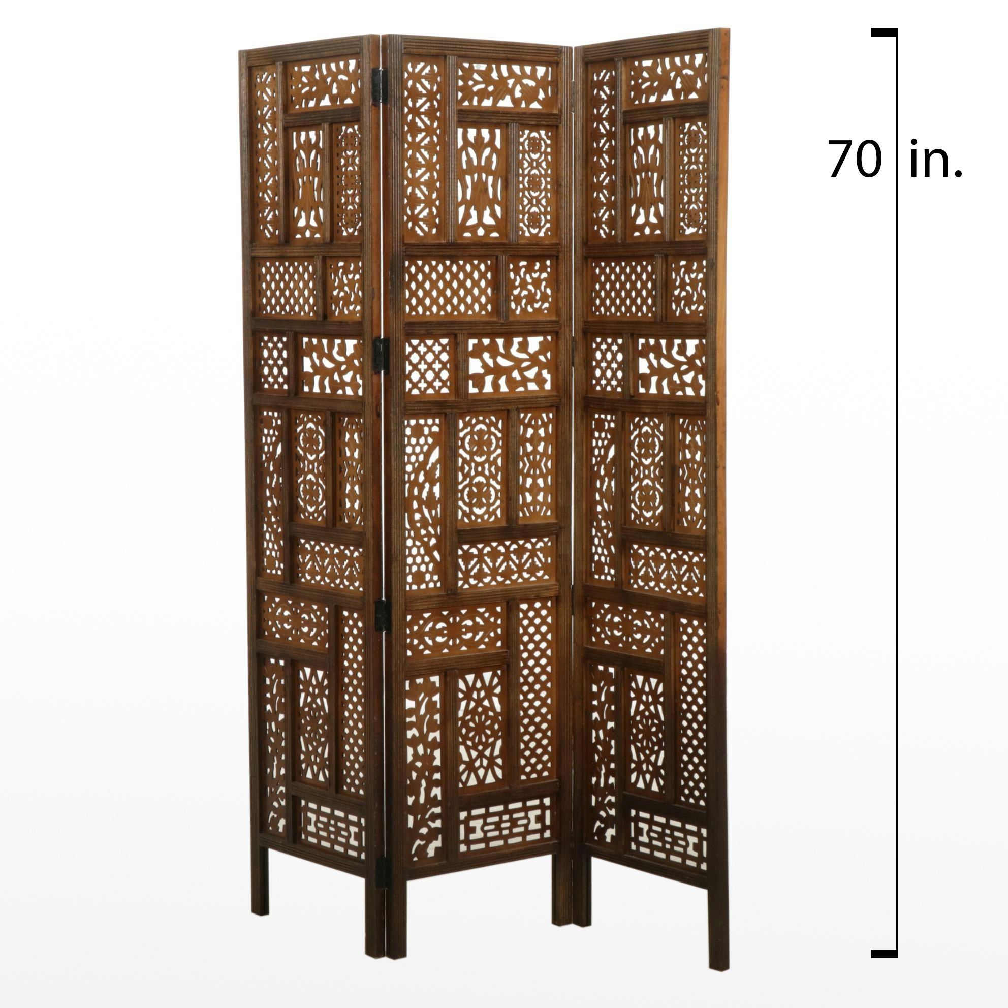 Three-Fold Room Screen with Cut Panels, Late 20th Century