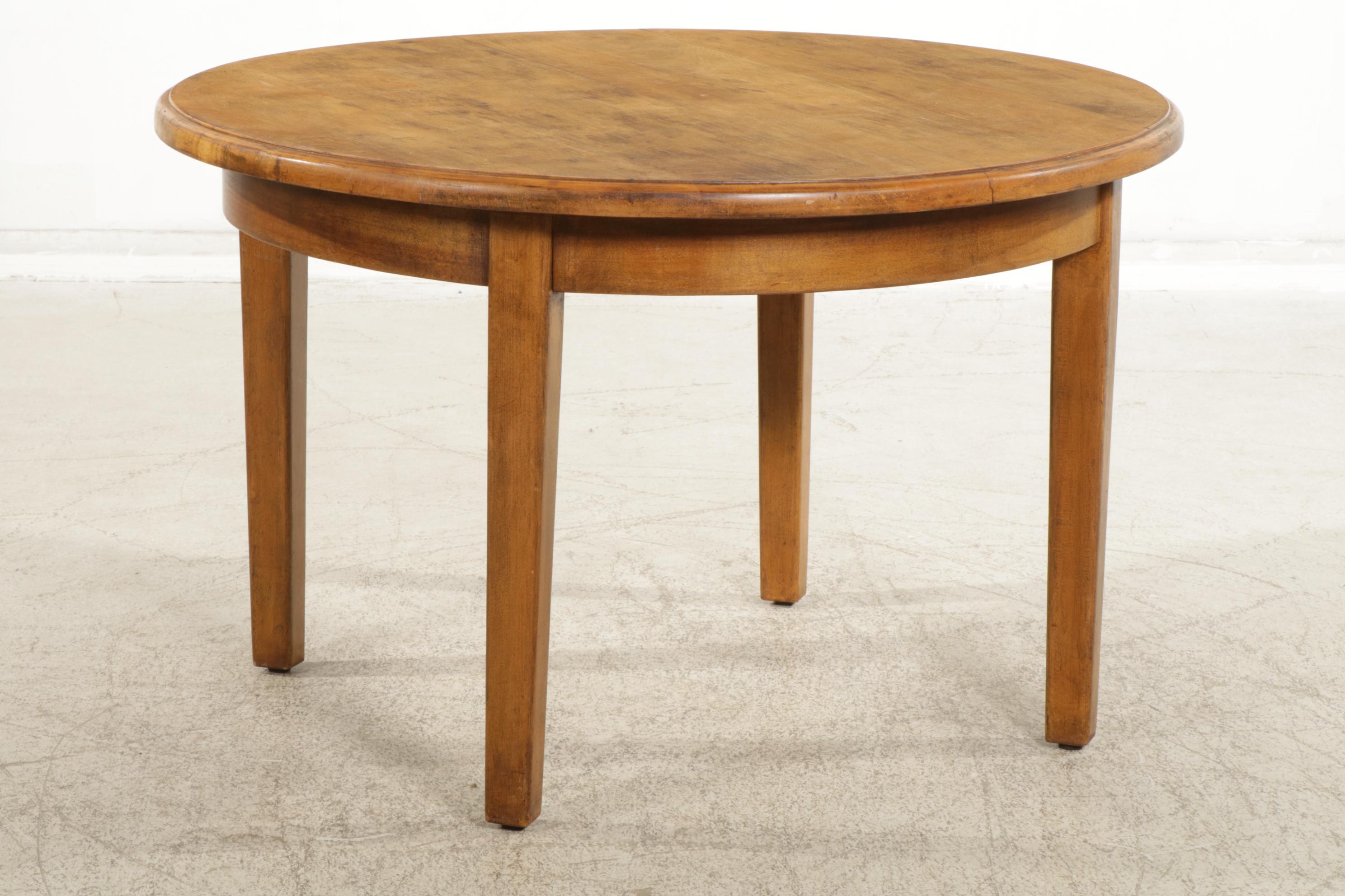 Round Maple Dining Table with Four Alpine Style Oak Side Chairs
