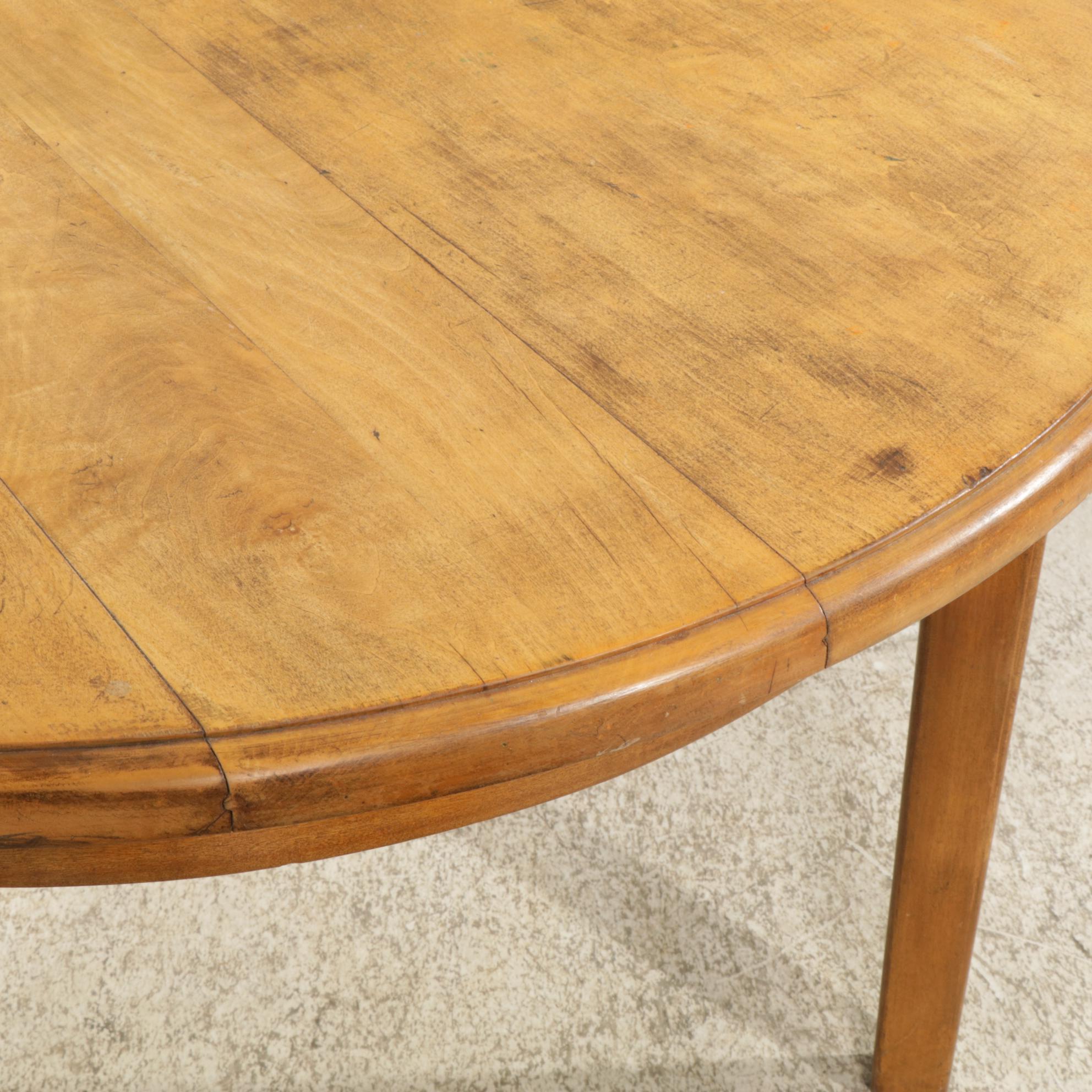 Round Maple Dining Table with Four Alpine Style Oak Side Chairs