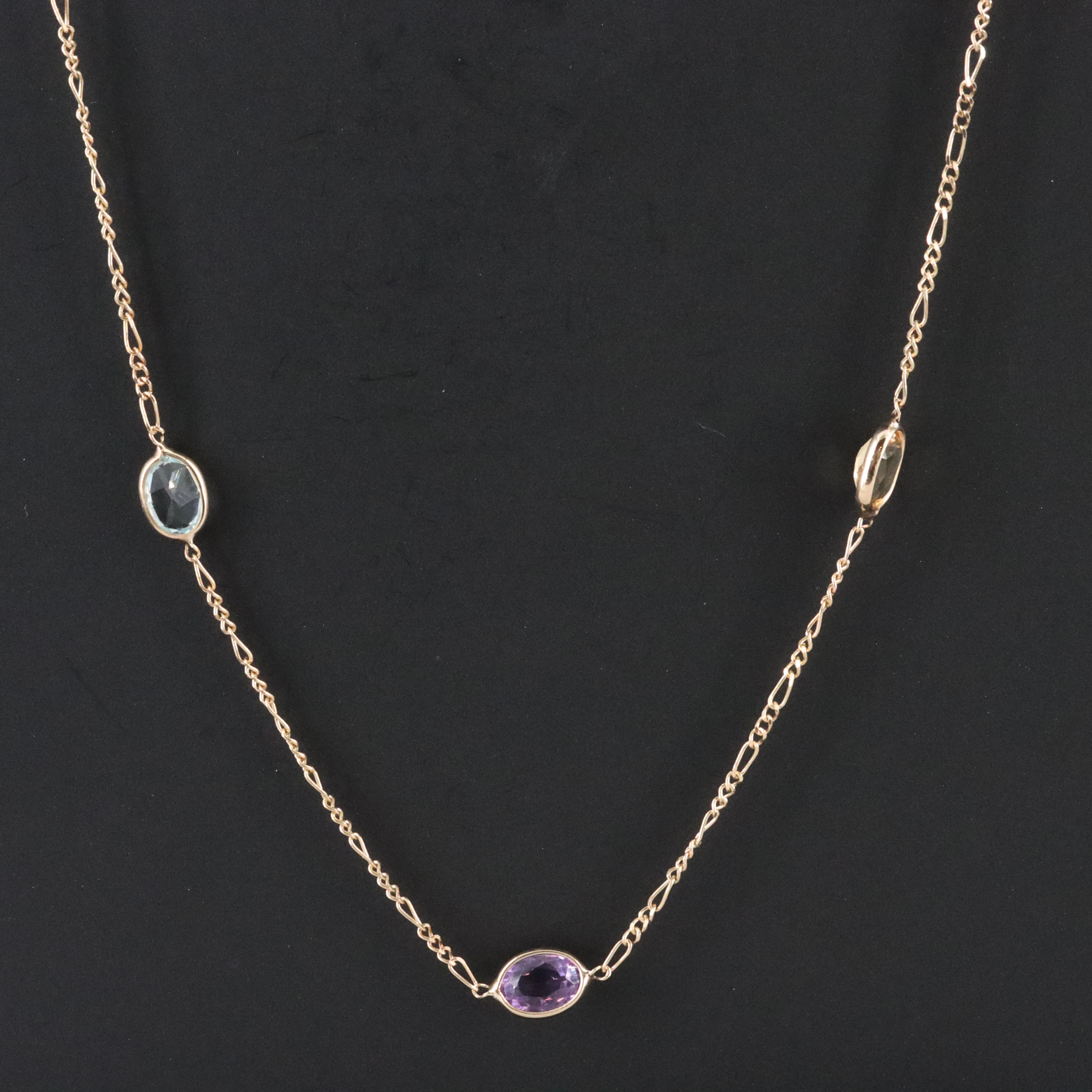 14K Gemstone Station Necklace