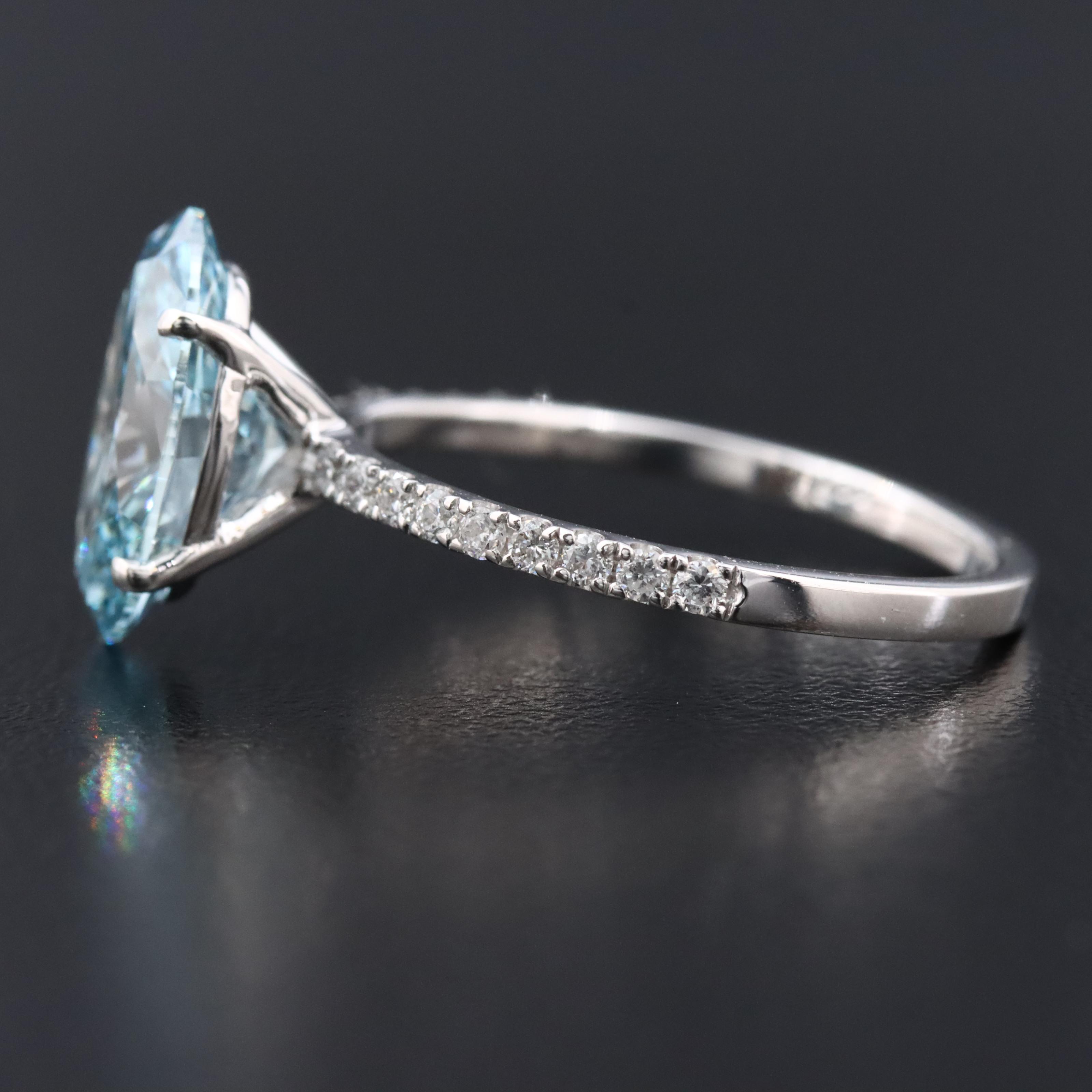 18K 3.27 CTW Lab Grown Diamond Ring with Fancy Blue Center and IGI Report