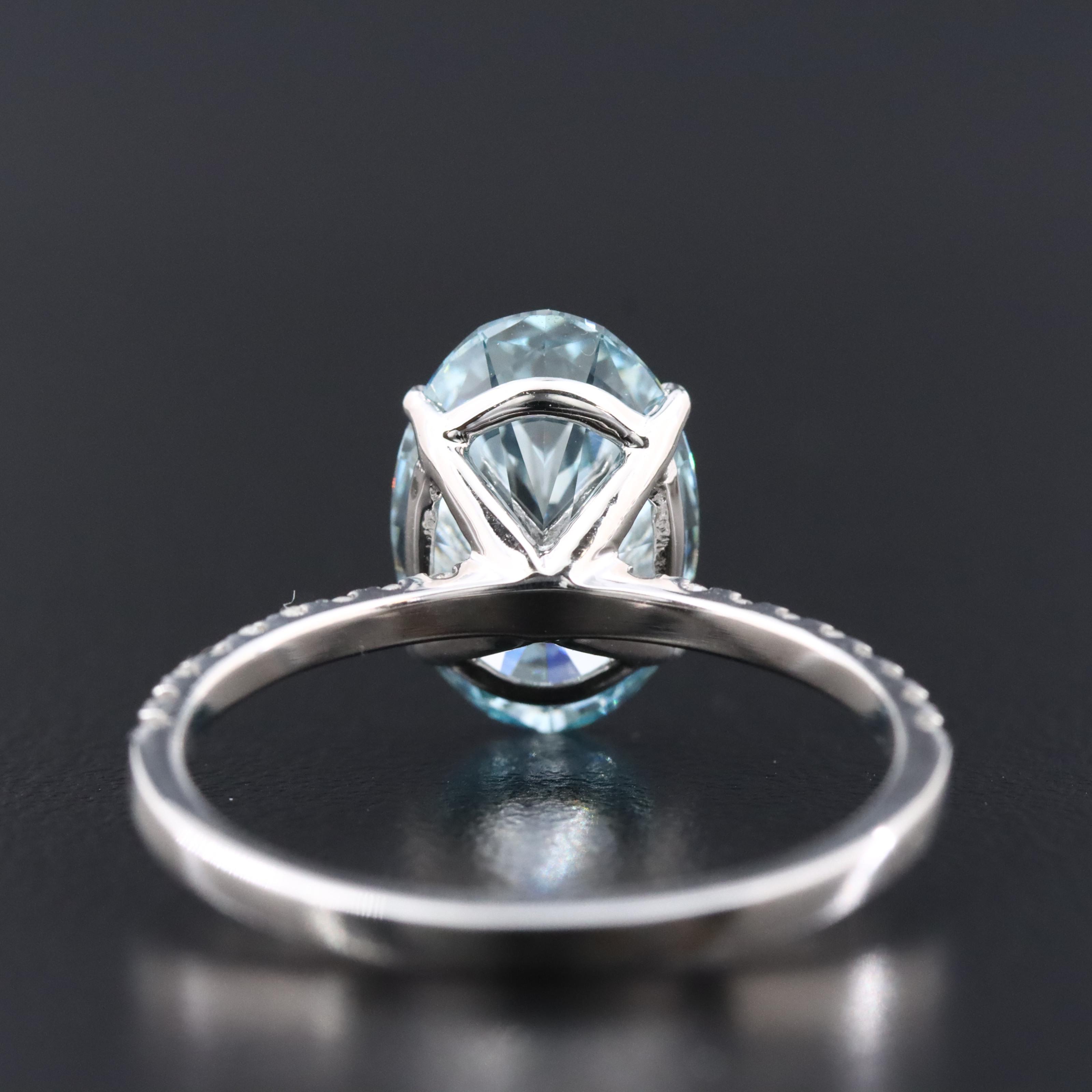 18K 3.27 CTW Lab Grown Diamond Ring with Fancy Blue Center and IGI Report