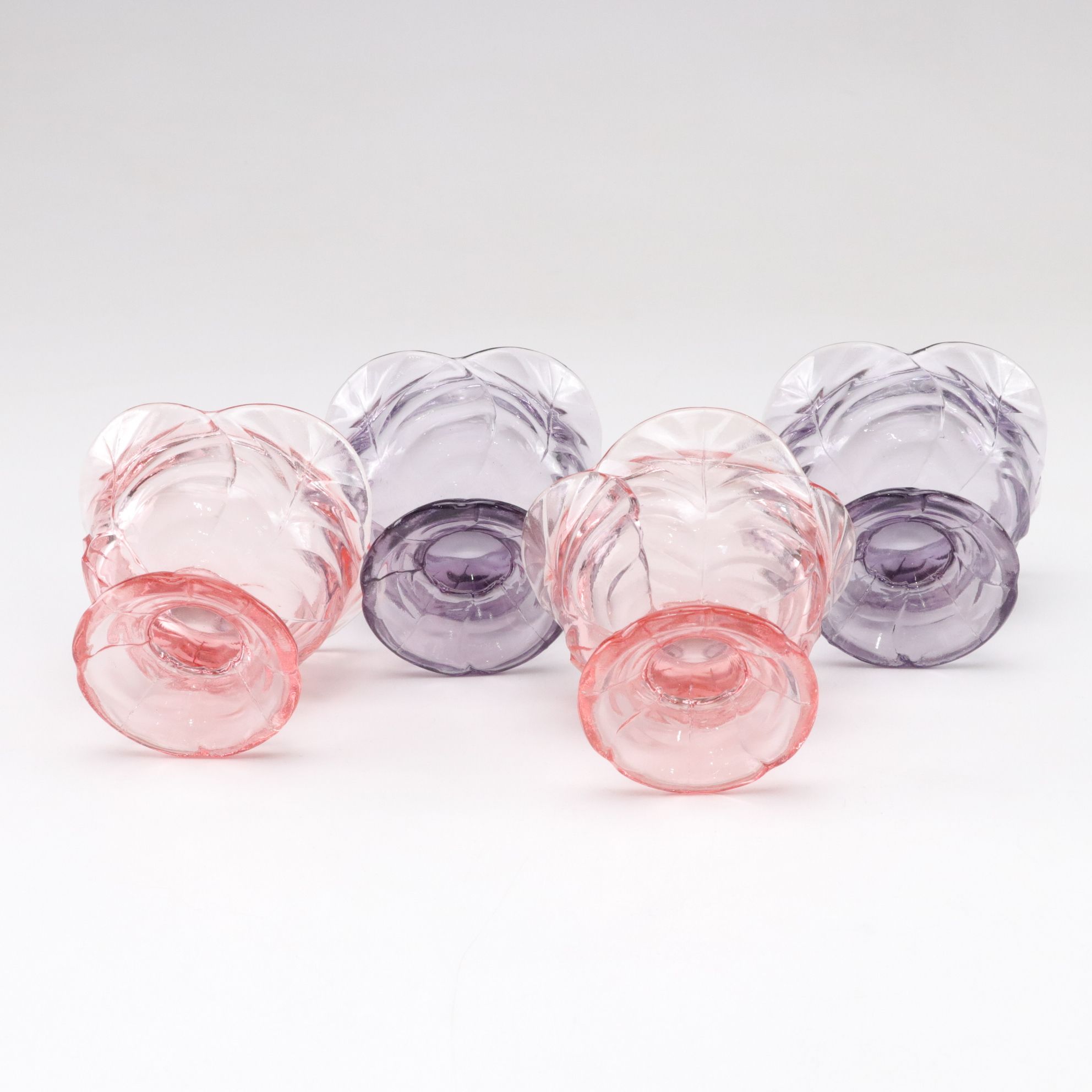 Eight Viking Glass "Cabbage Leaf" Footed Dessert Bowls, Late 20th Century