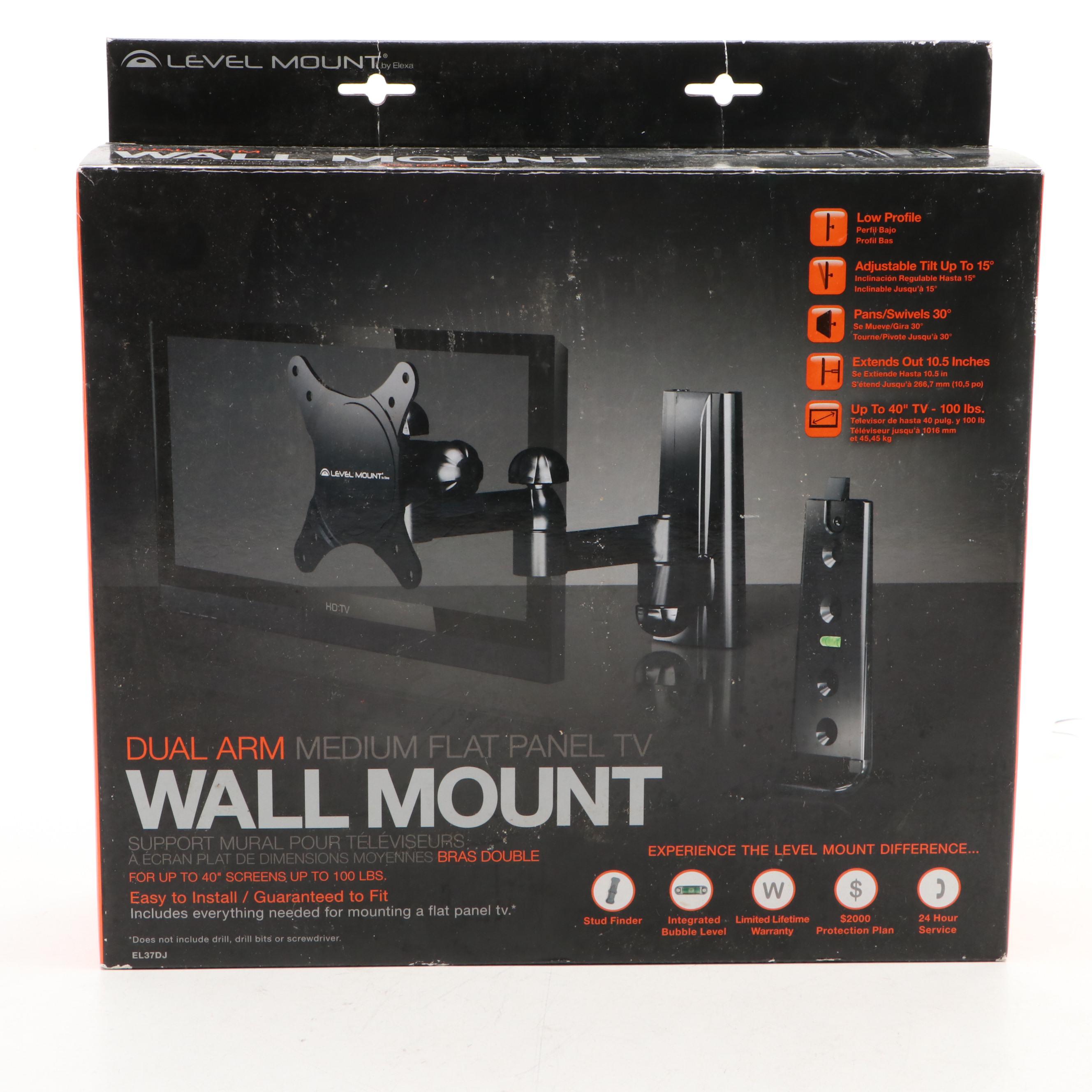 Dual Arm Mount for Flatscreen TV and Witeem 6-Foot Power Strip