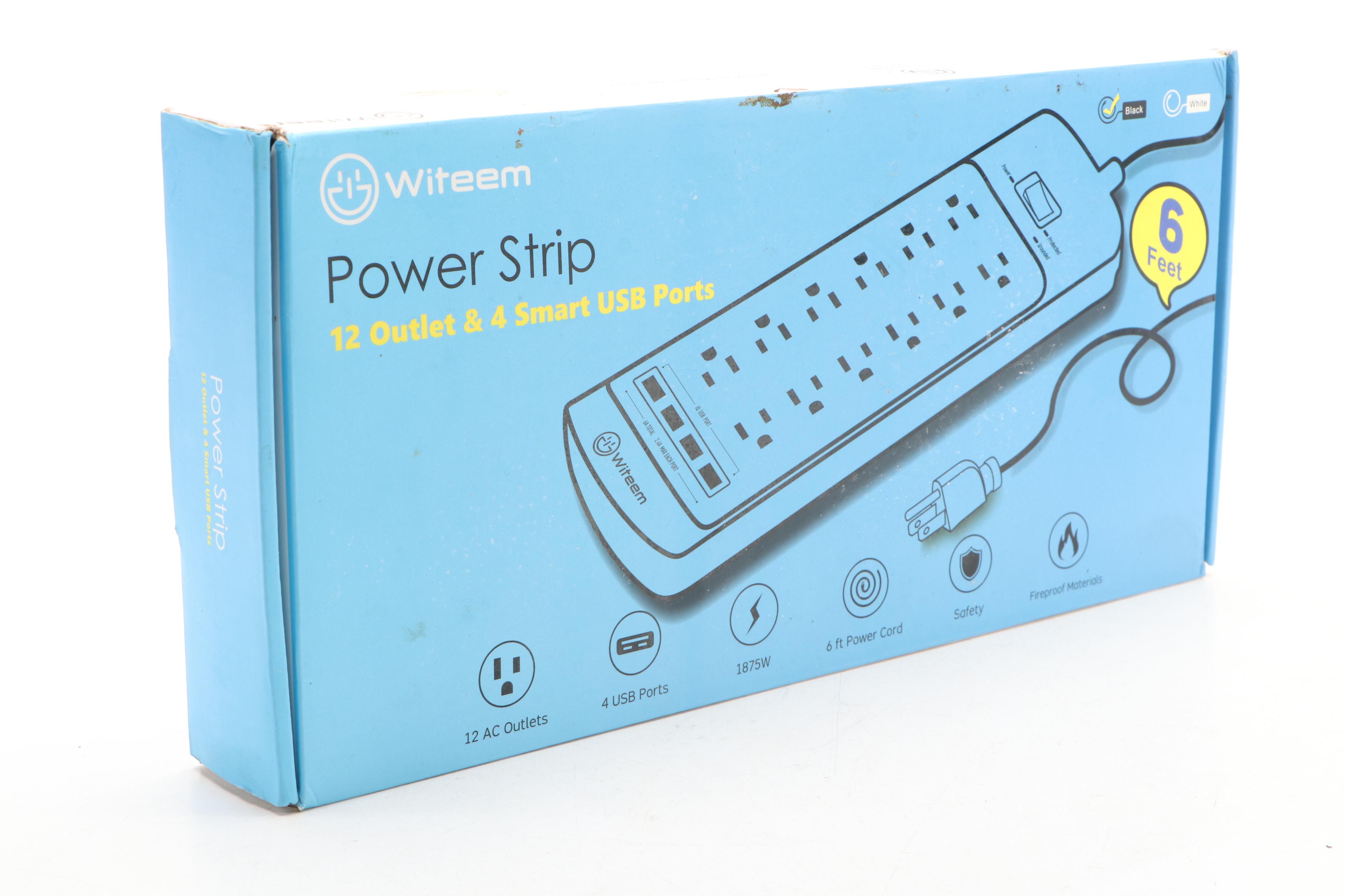 Dual Arm Mount for Flatscreen TV and Witeem 6-Foot Power Strip