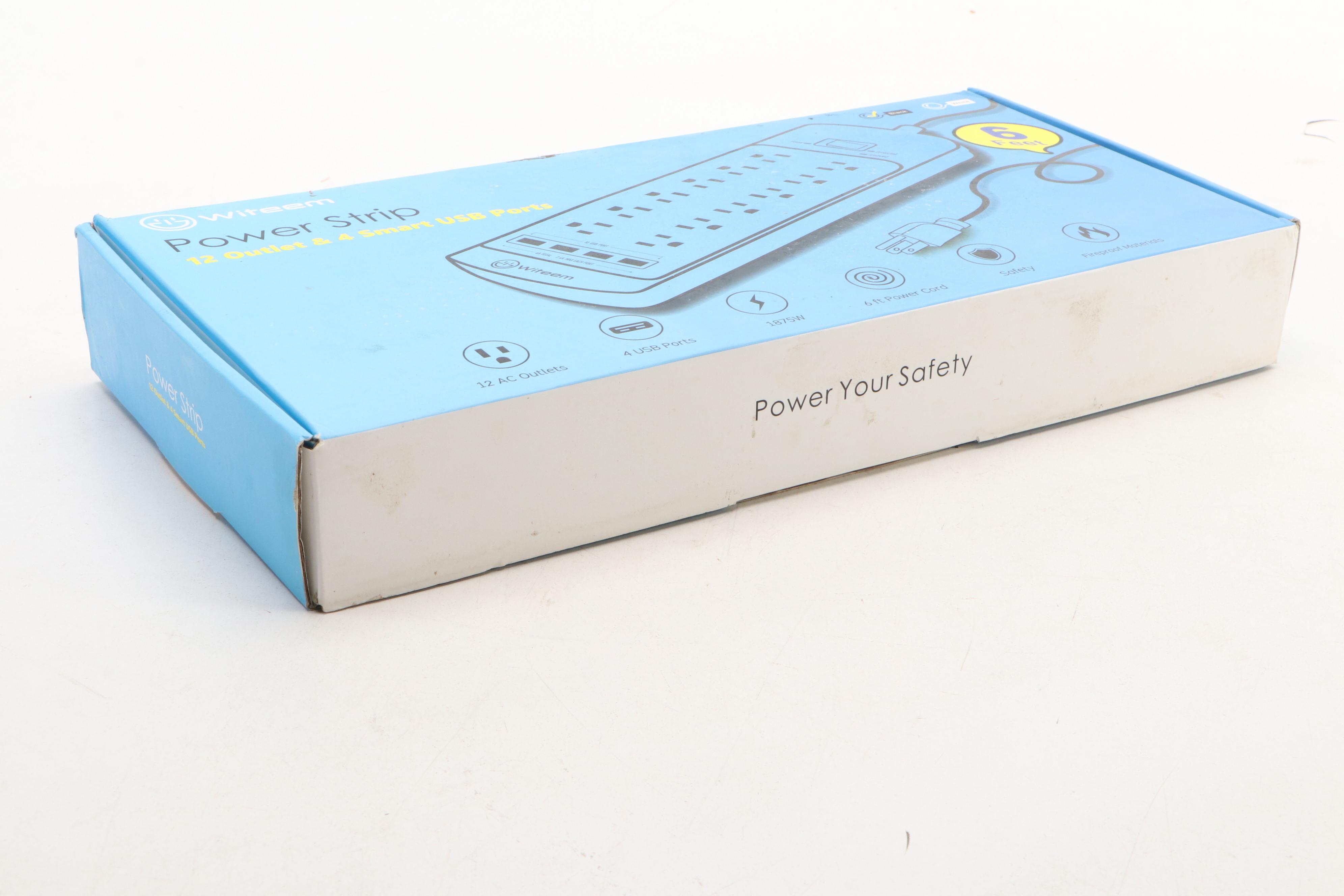 Dual Arm Mount for Flatscreen TV and Witeem 6-Foot Power Strip